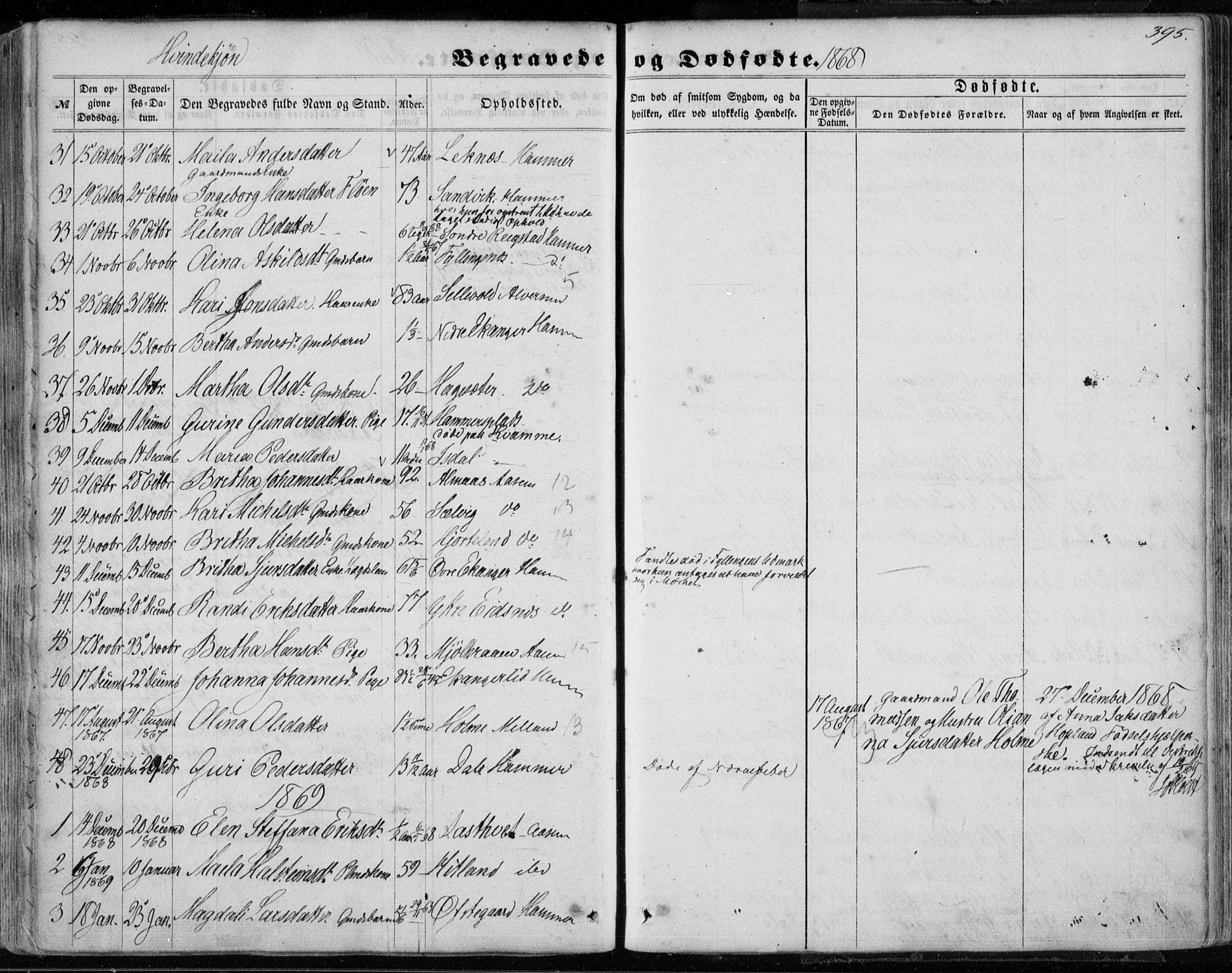 Hamre sokneprestembete, SAB/A-75501/H/Ha/Haa/Haaa/L0014: Parish register (official) no. A 14, 1858-1872, p. 395