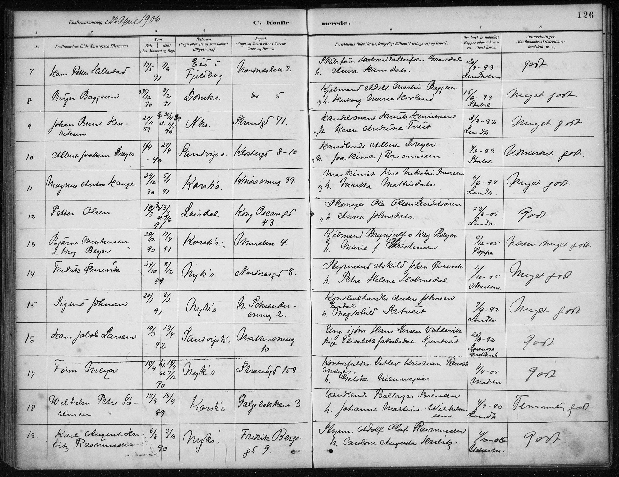 Nykirken Sokneprestembete, AV/SAB-A-77101/H/Haa/L0027: Parish register (official) no. C 6, 1886-1913, p. 126