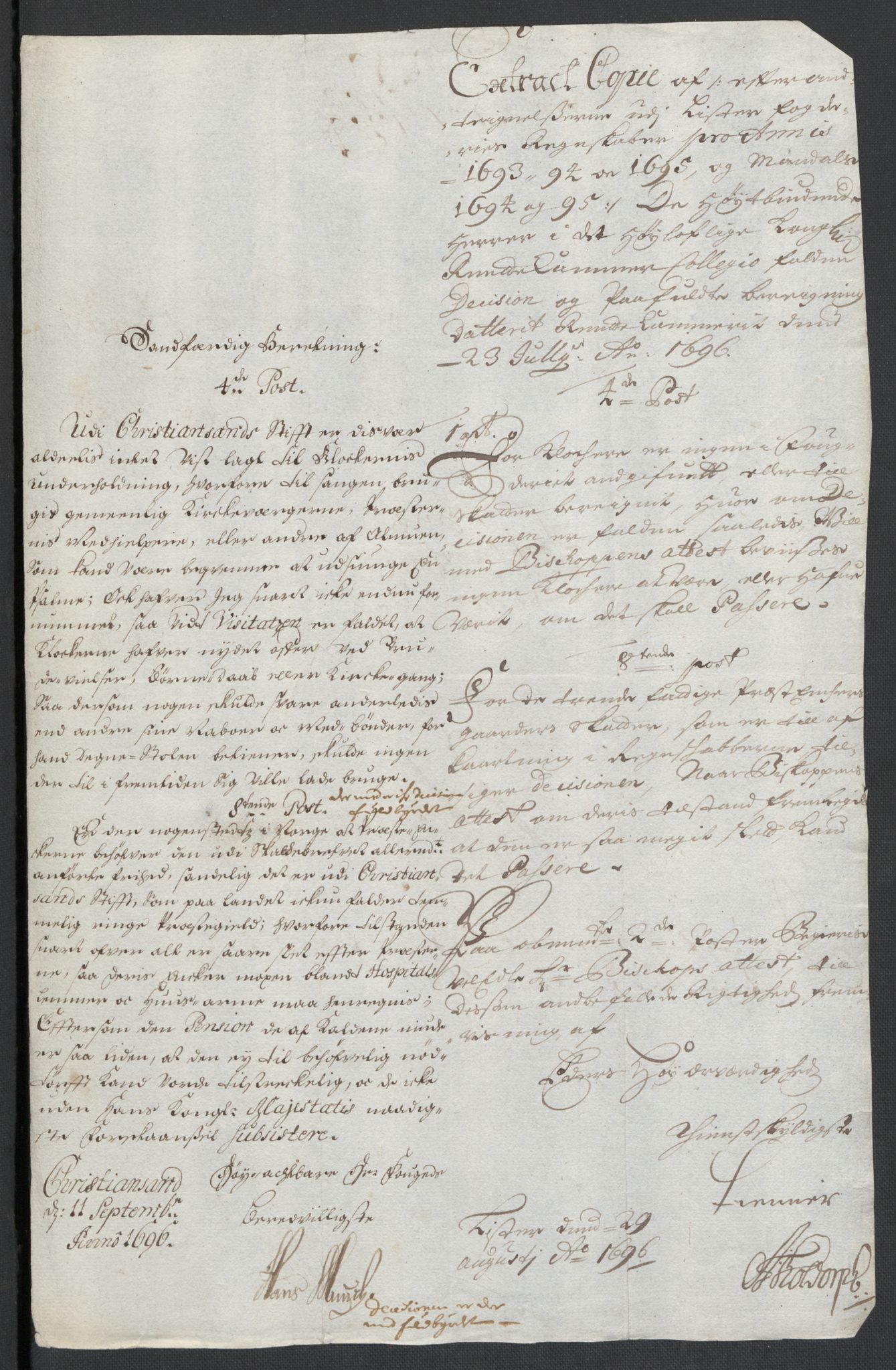 Rentekammeret inntil 1814, Reviderte regnskaper, Fogderegnskap, AV/RA-EA-4092/R43/L2546: Fogderegnskap Lista og Mandal, 1696-1697, p. 30