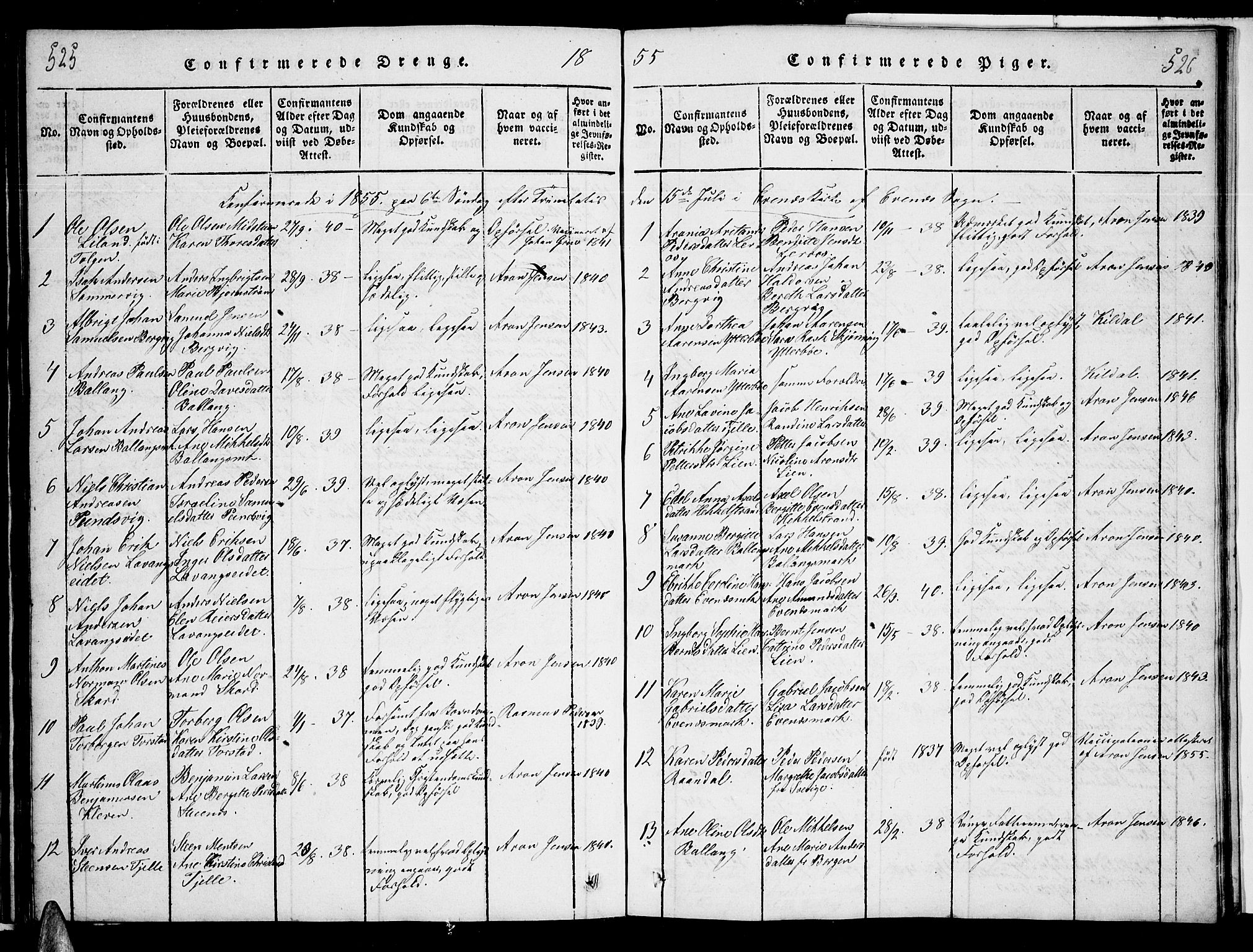 Ministerialprotokoller, klokkerbøker og fødselsregistre - Nordland, SAT/A-1459/863/L0911: Parish register (copy) no. 863C01, 1821-1858, p. 525-526