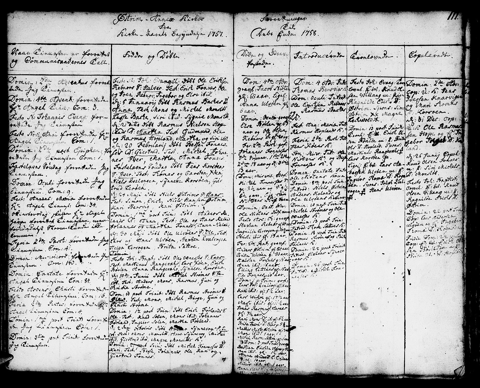 Lindås Sokneprestembete, AV/SAB-A-76701/H/Haa/Haaa/L0003: Parish register (official) no. A 3, 1748-1764, p. 111