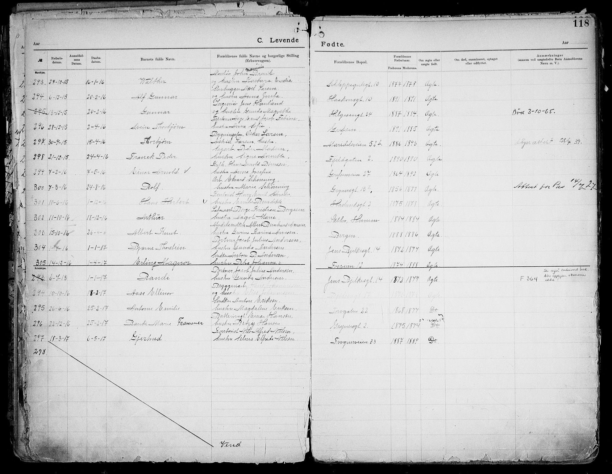 Første Metodistkirke Oslo -  menighetsprotokoller, SAO/PAO-0067/F/L0004: Dissenter register no. 4, 1892-1927, p. 118