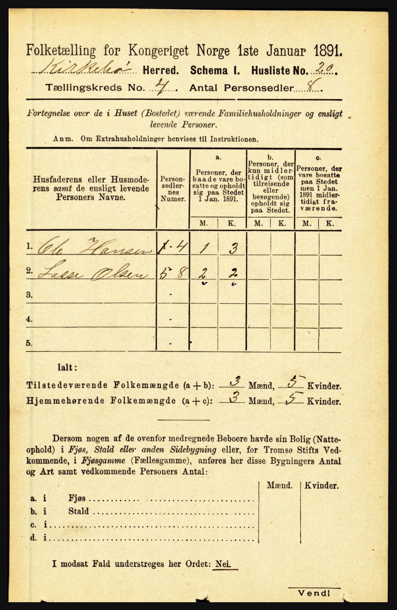 RA, 1891 census for 1416 Kyrkjebø, 1891, p. 855