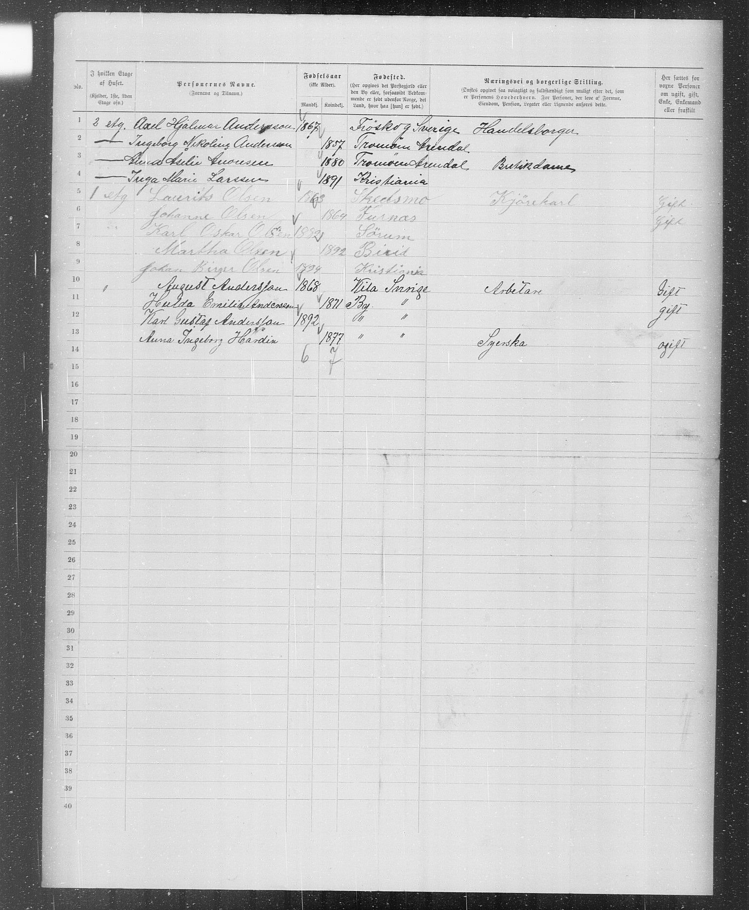 OBA, Municipal Census 1899 for Kristiania, 1899, p. 1529