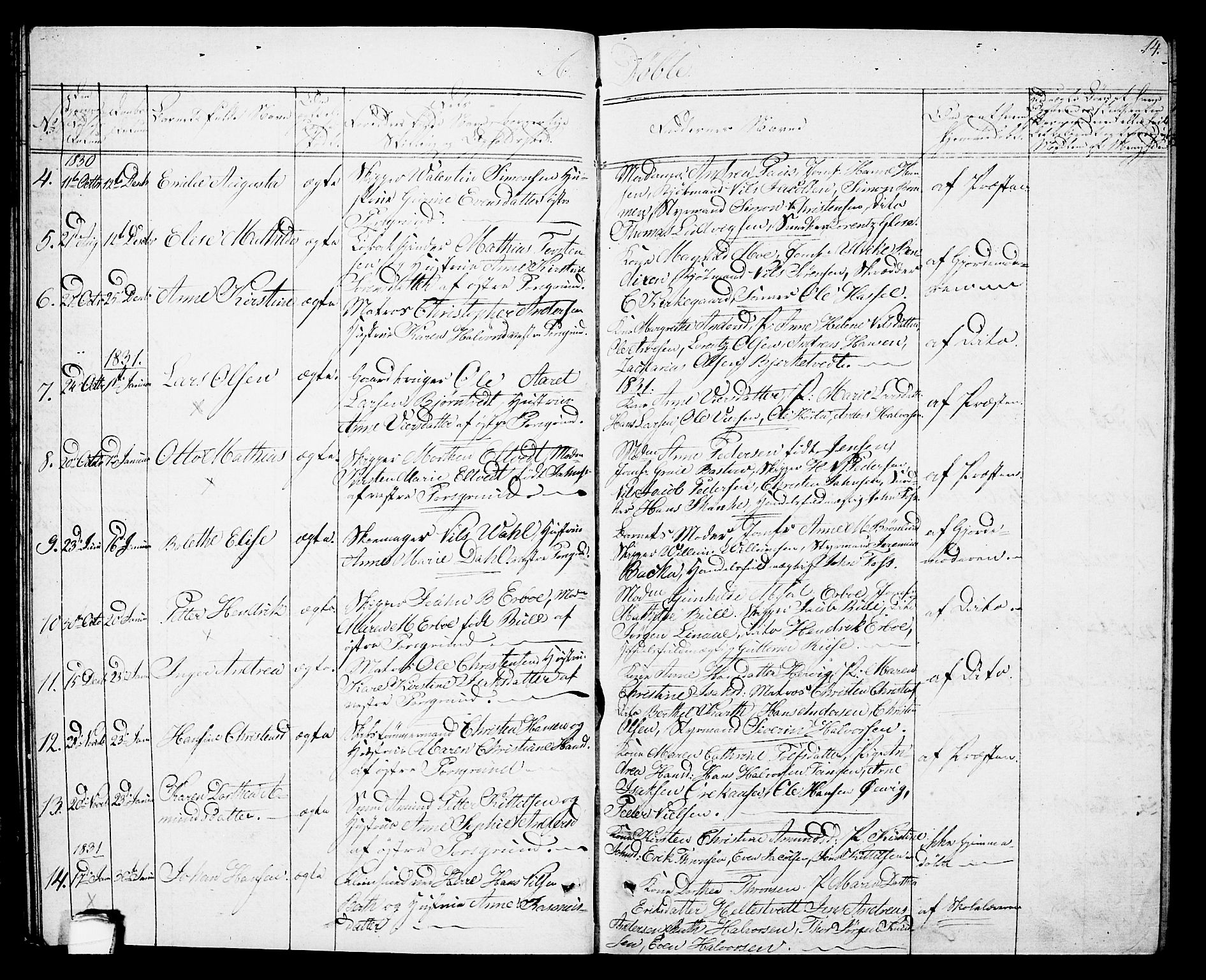 Porsgrunn kirkebøker , AV/SAKO-A-104/G/Gb/L0002: Parish register (copy) no. II 2, 1828-1841, p. 14