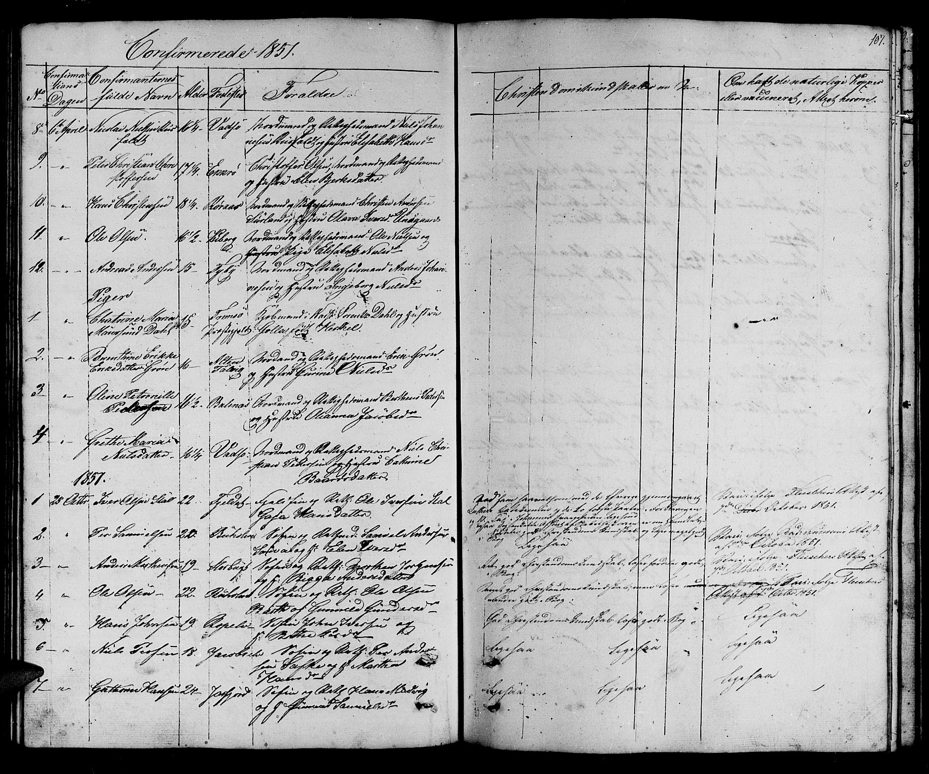 Vadsø sokneprestkontor, SATØ/S-1325/H/Hb/L0001klokker: Parish register (copy) no. 1, 1843-1853, p. 107