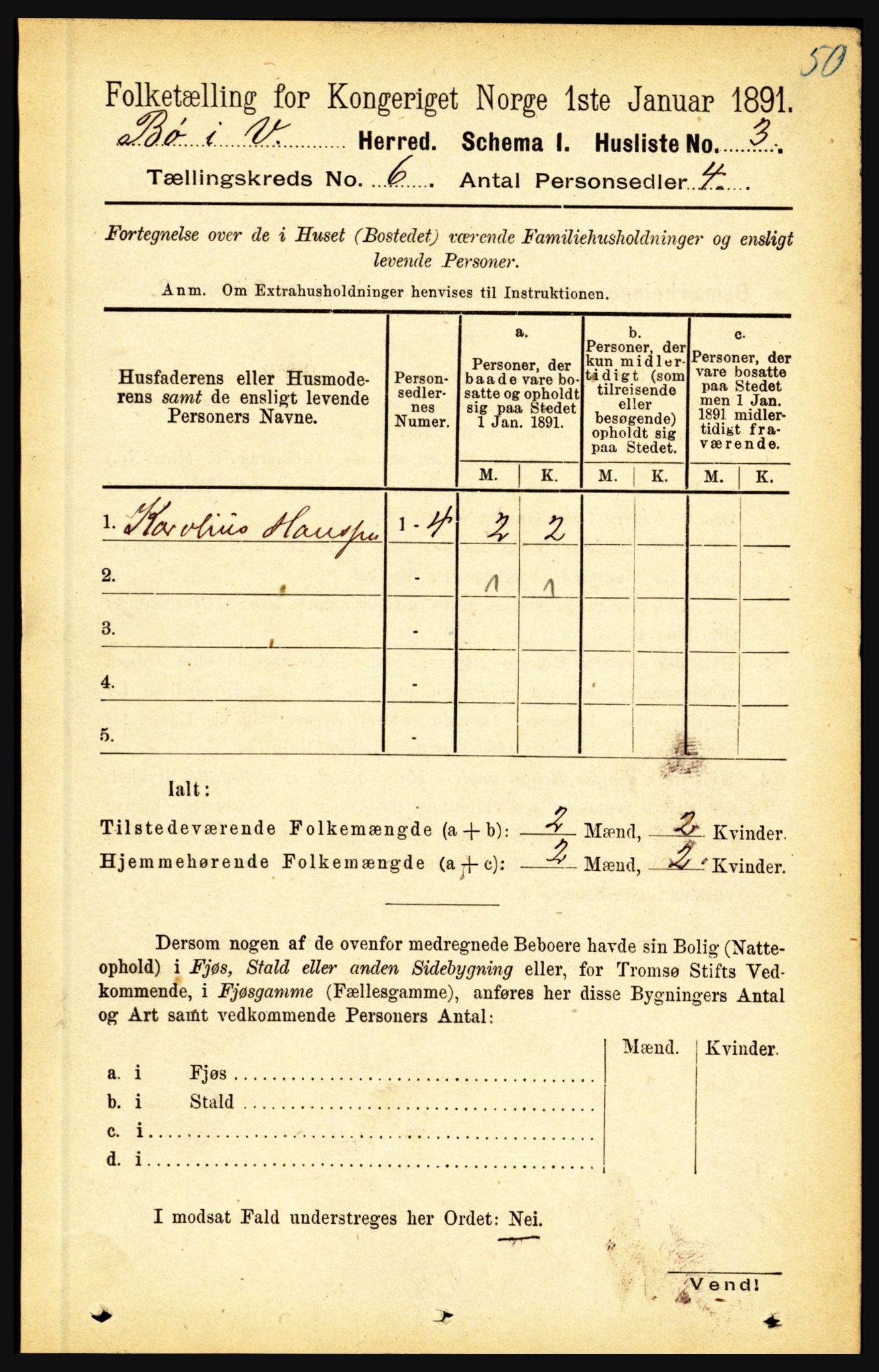RA, 1891 census for 1867 Bø, 1891, p. 2117