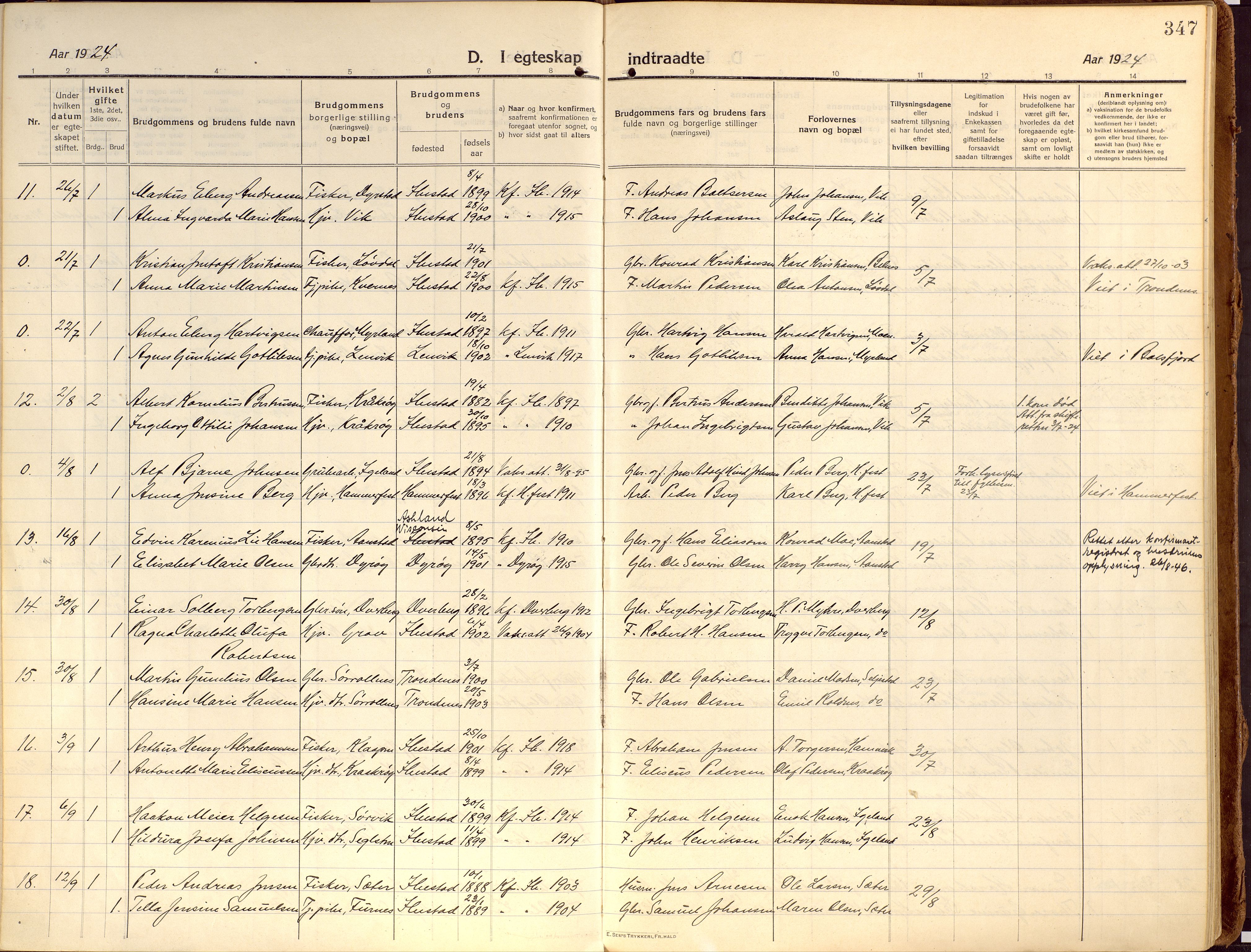 Ibestad sokneprestembete, SATØ/S-0077/H/Ha/Haa/L0018kirke: Parish register (official) no. 18, 1915-1929, p. 347