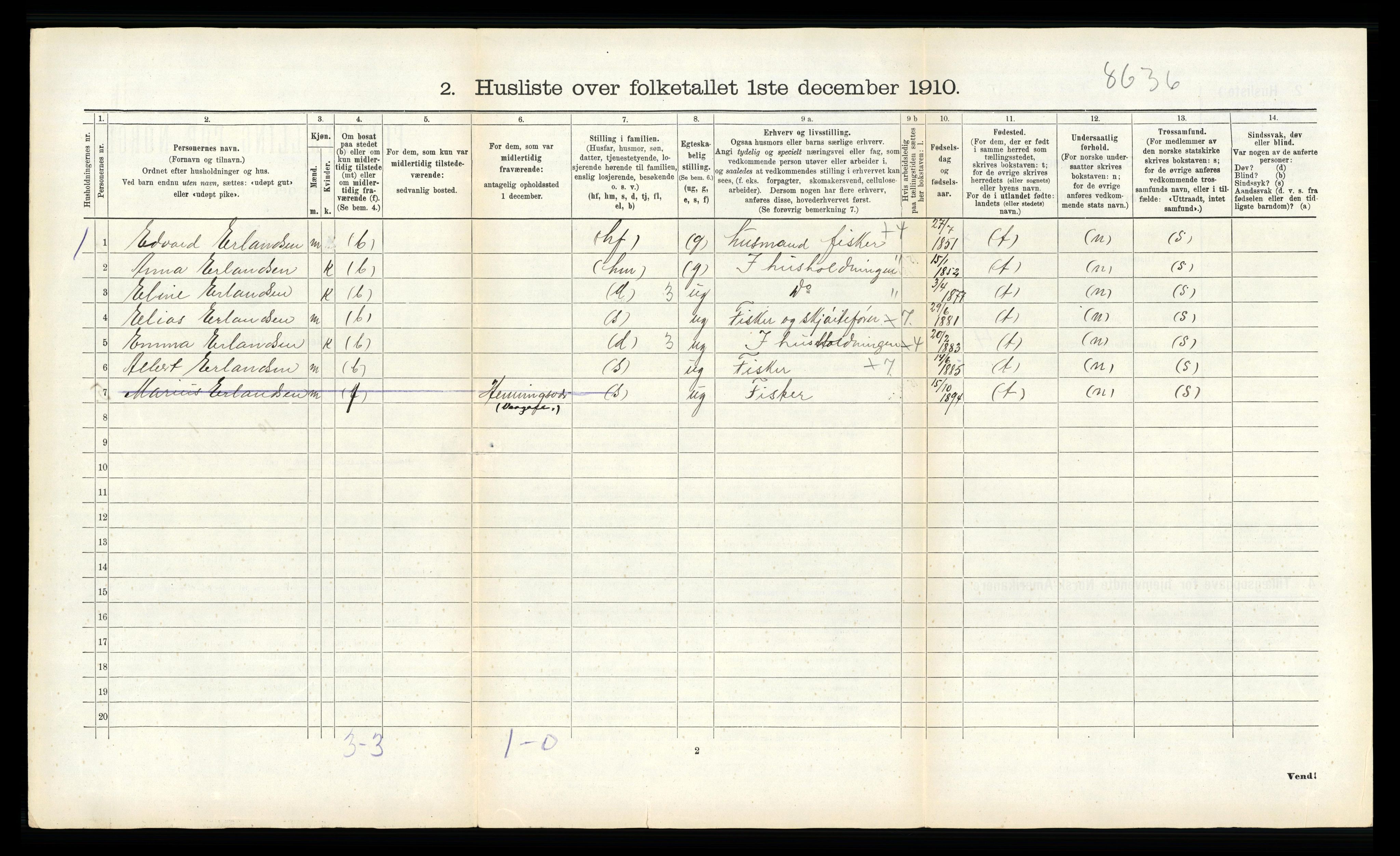 RA, 1910 census for Gimsøy, 1910, p. 344