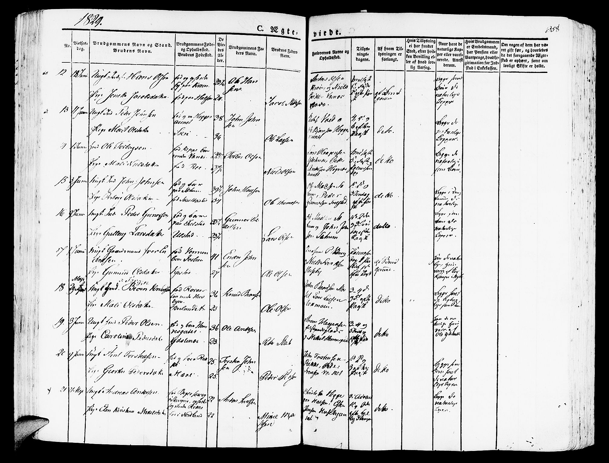 Ministerialprotokoller, klokkerbøker og fødselsregistre - Nord-Trøndelag, SAT/A-1458/709/L0070: Parish register (official) no. 709A10, 1820-1832, p. 358