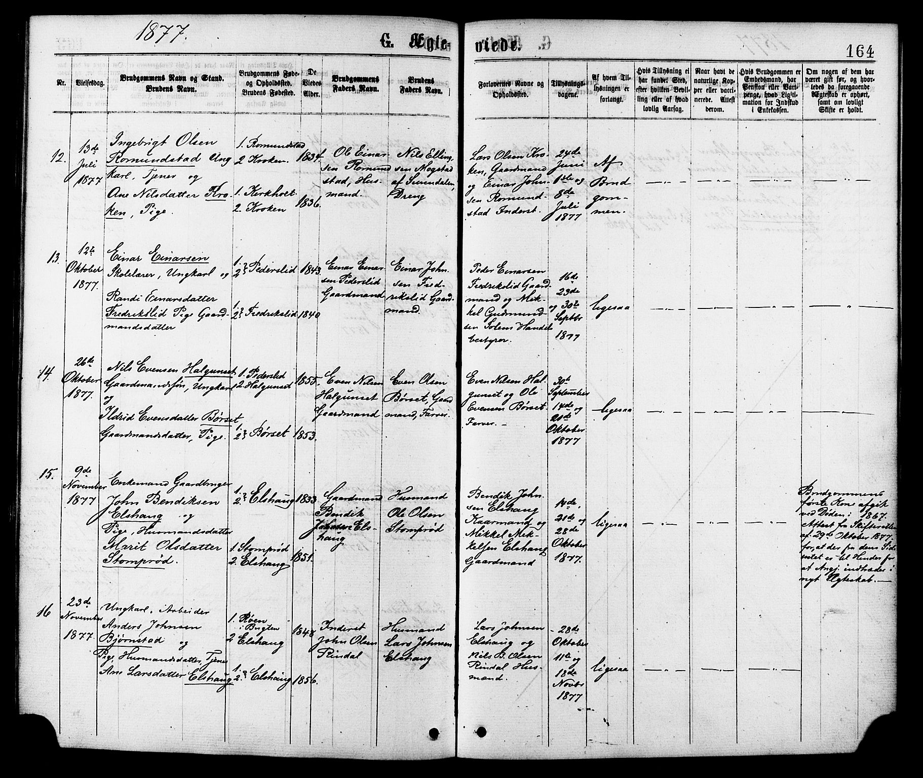 Ministerialprotokoller, klokkerbøker og fødselsregistre - Møre og Romsdal, AV/SAT-A-1454/598/L1068: Parish register (official) no. 598A02, 1872-1881, p. 164