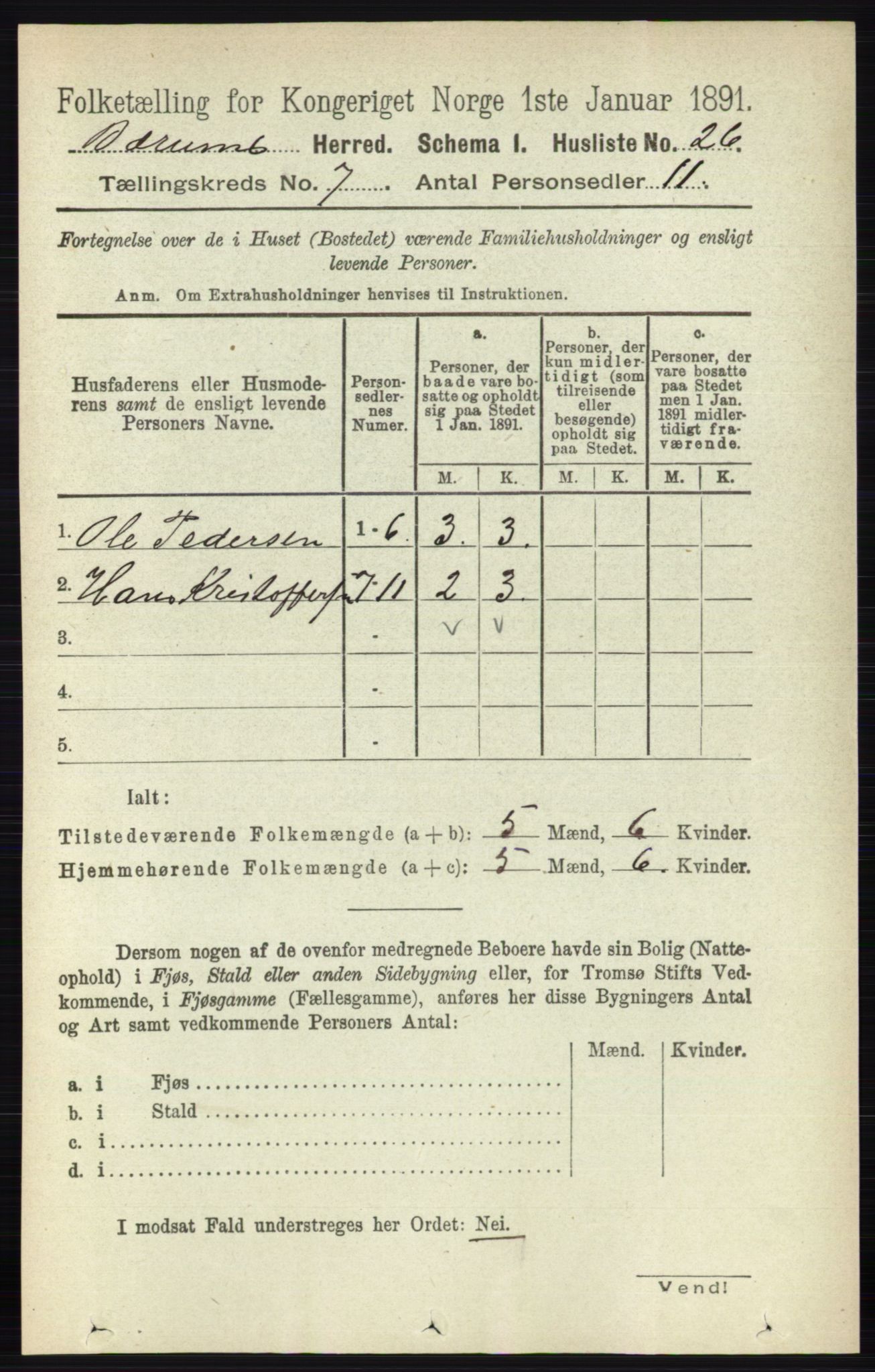 RA, 1891 census for 0219 Bærum, 1891, p. 4063