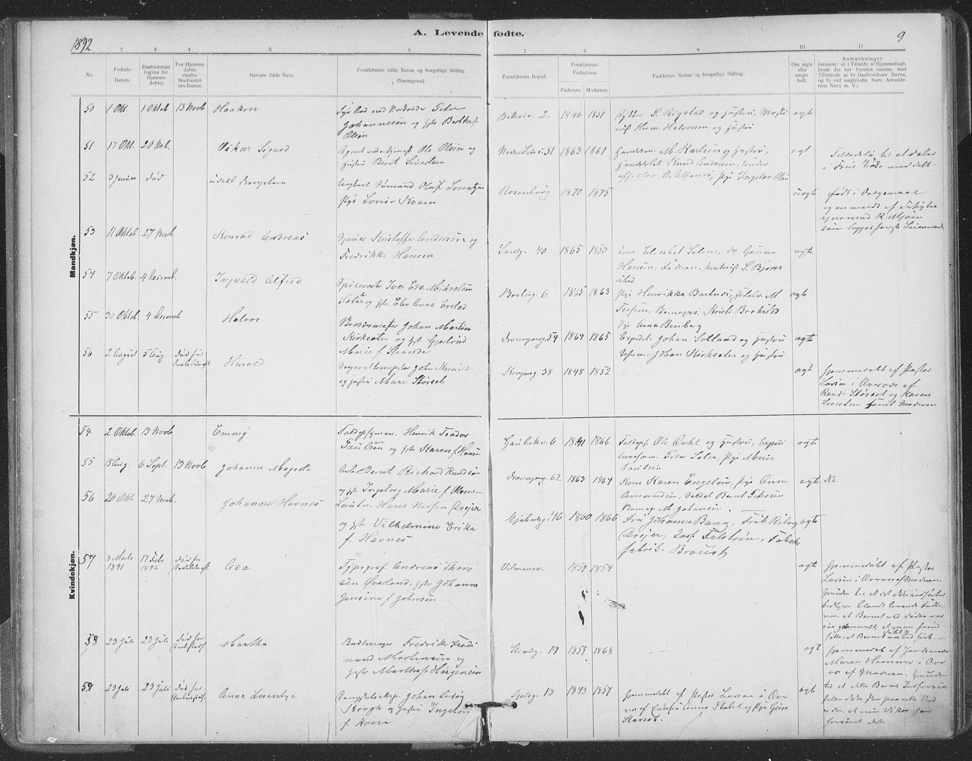 Ministerialprotokoller, klokkerbøker og fødselsregistre - Sør-Trøndelag, SAT/A-1456/602/L0122: Parish register (official) no. 602A20, 1892-1908, p. 9