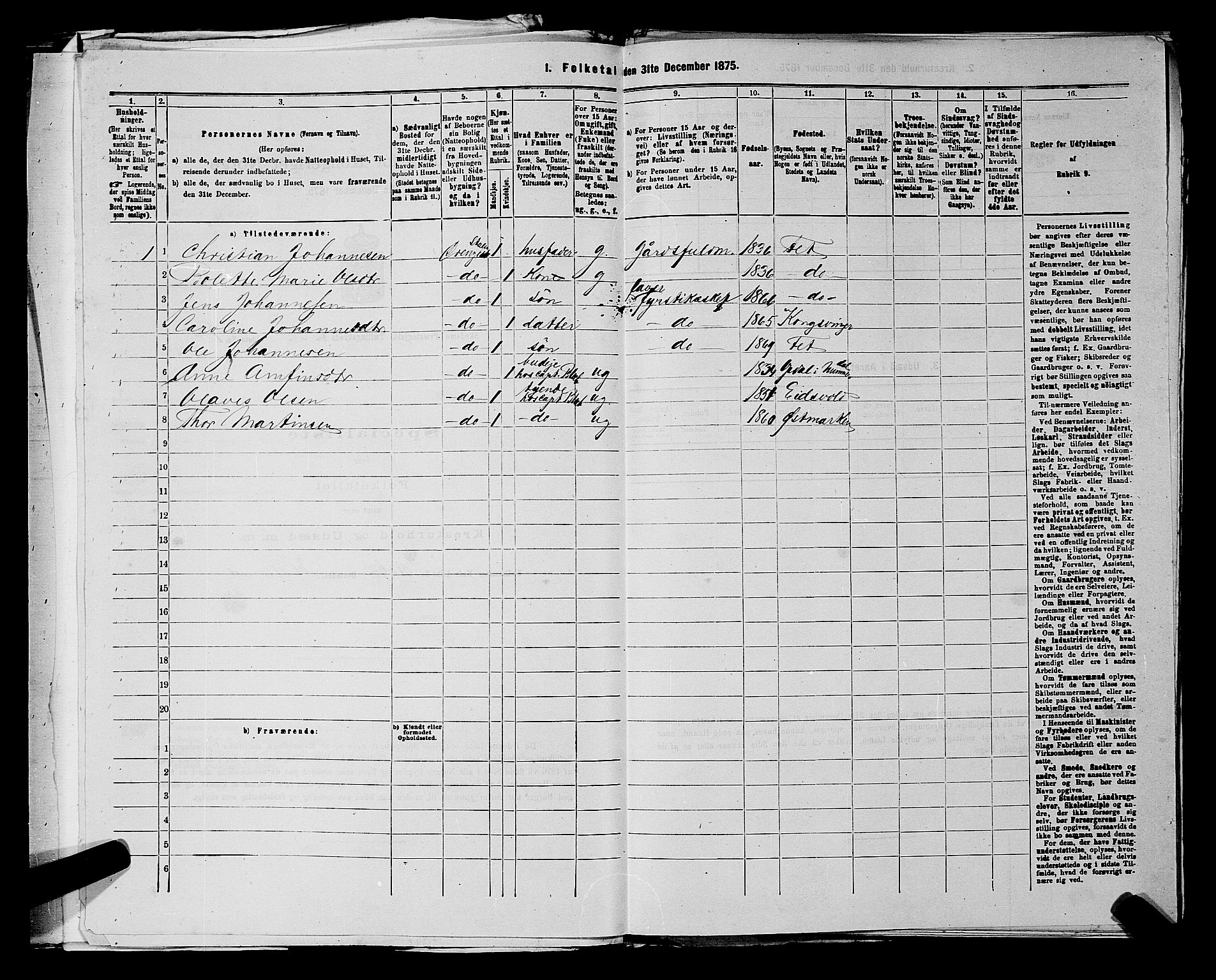 RA, 1875 census for 0231P Skedsmo, 1875, p. 602