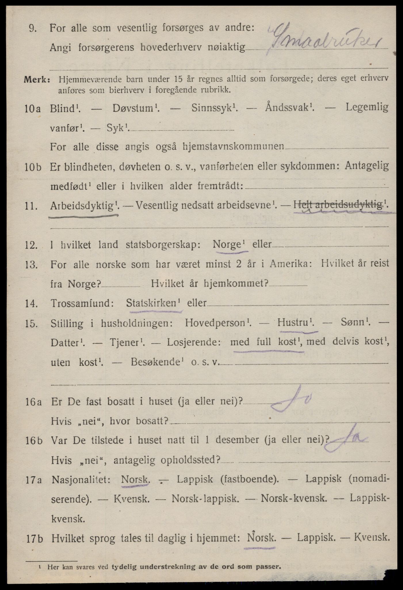 SAT, 1920 census for Leinstrand, 1920, p. 2280