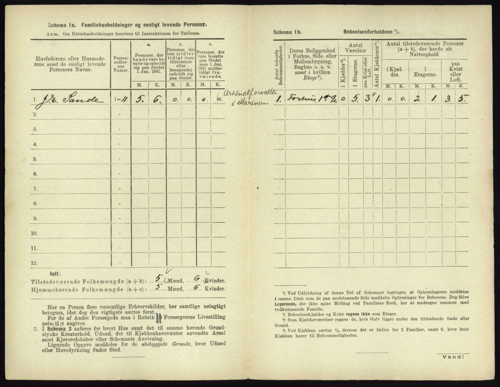 RA, 1891 census for 0703 Horten, 1891, p. 816