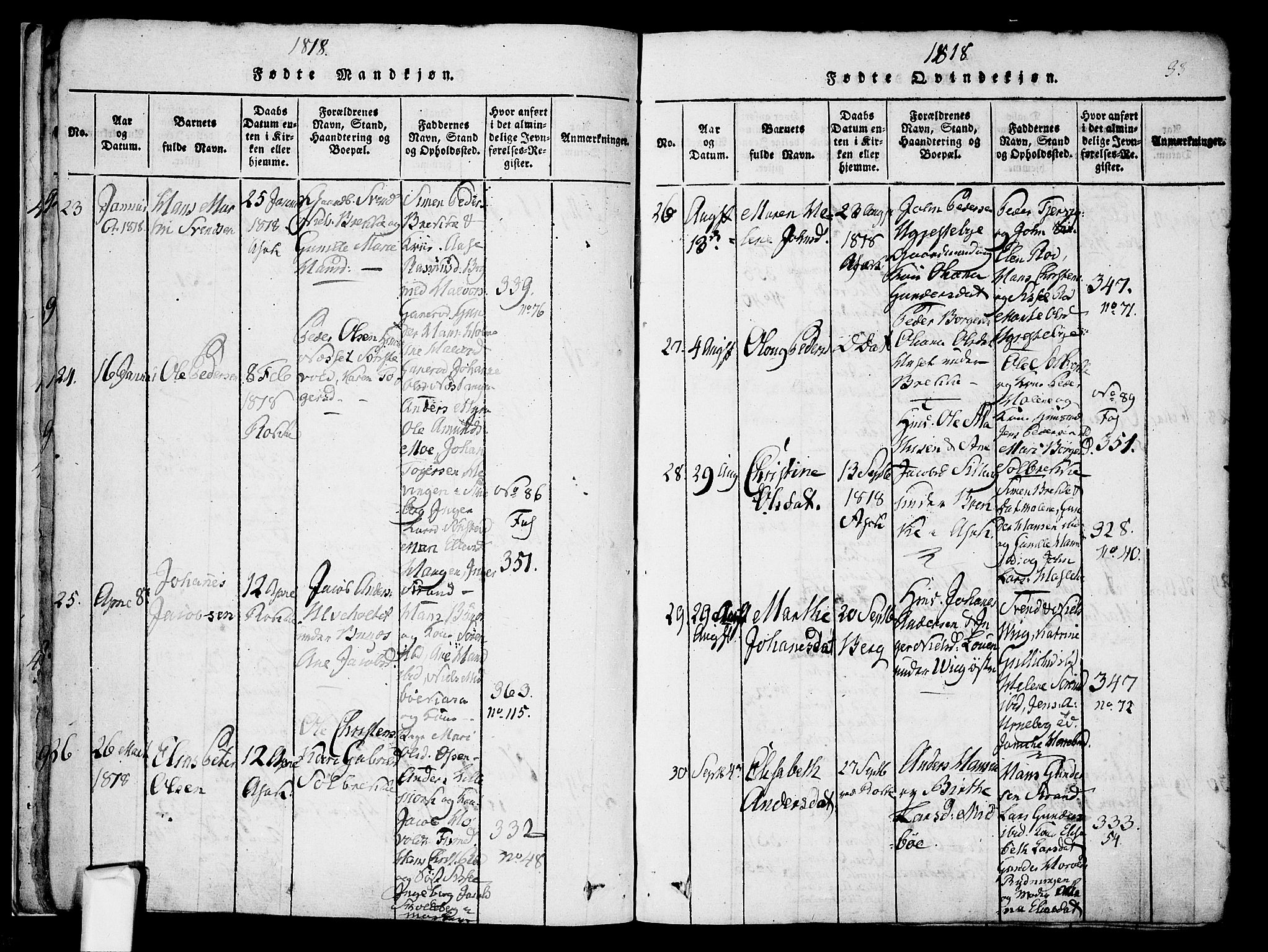 Berg prestekontor Kirkebøker, AV/SAO-A-10902/F/Fa/L0002: Parish register (official) no. I 2, 1815-1831, p. 33