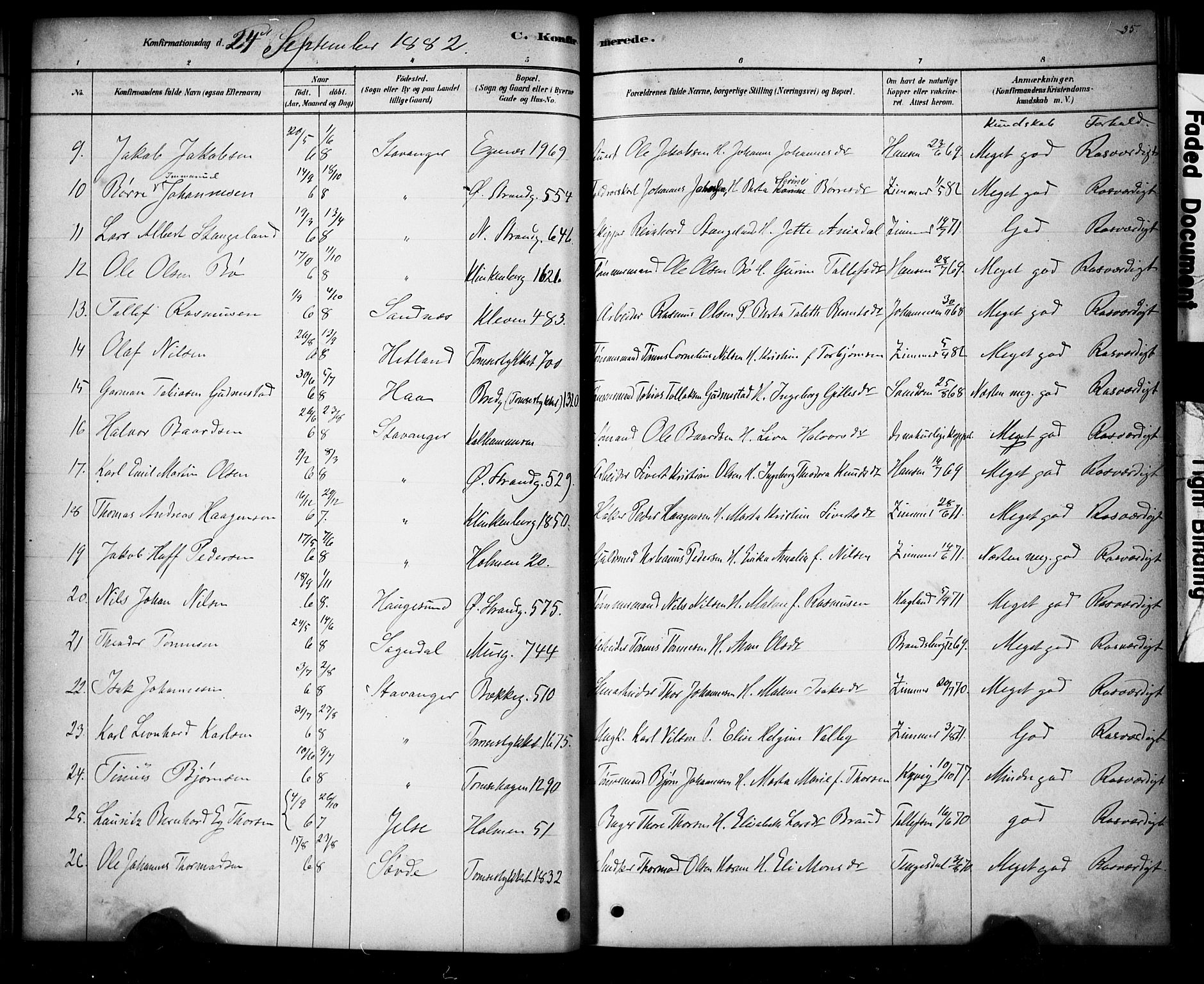 Domkirken sokneprestkontor, AV/SAST-A-101812/001/30/30BA/L0028: Parish register (official) no. A 27, 1878-1896, p. 35