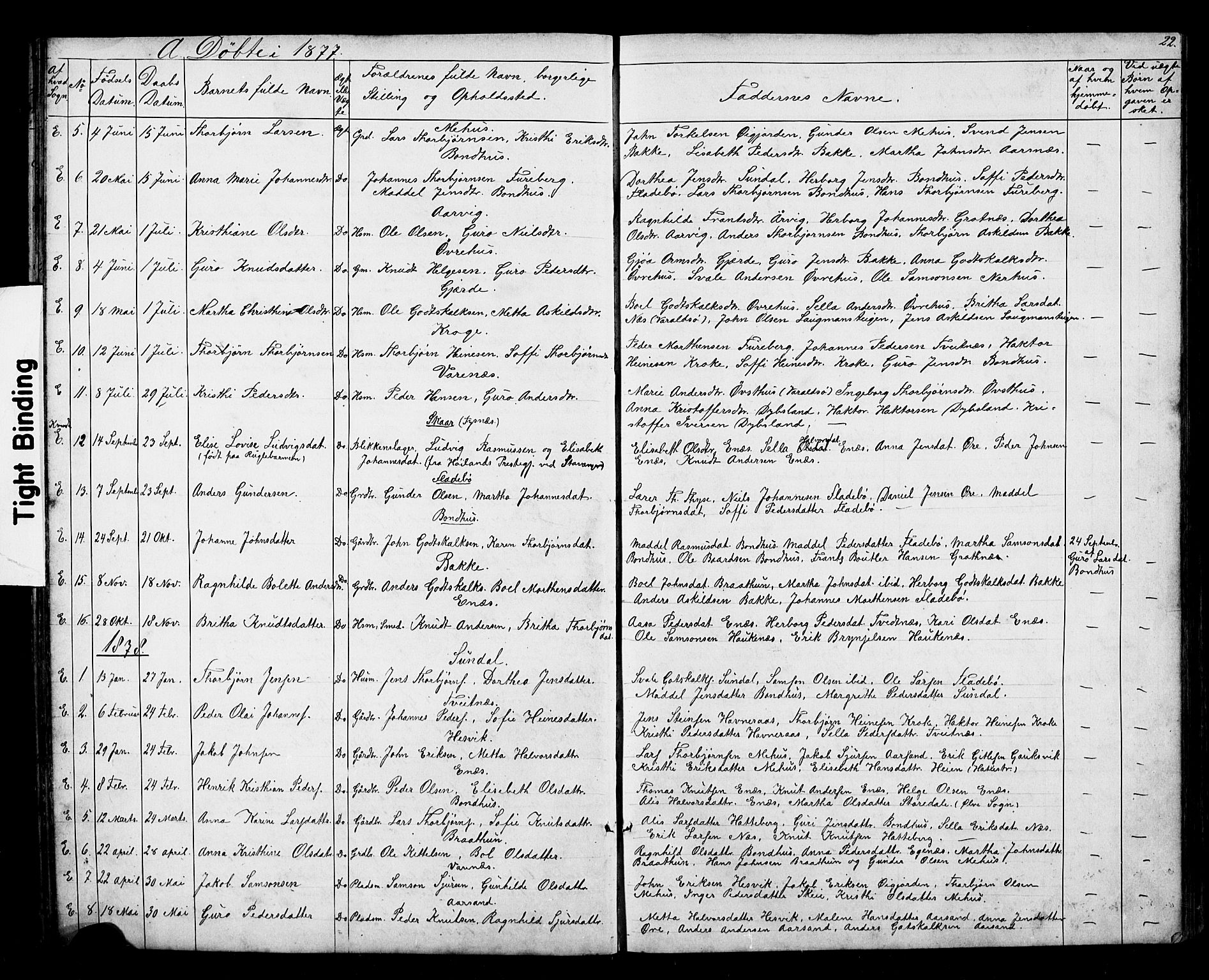 Kvinnherad sokneprestembete, SAB/A-76401/H/Hab: Parish register (copy) no. D 1, 1856-1905, p. 22