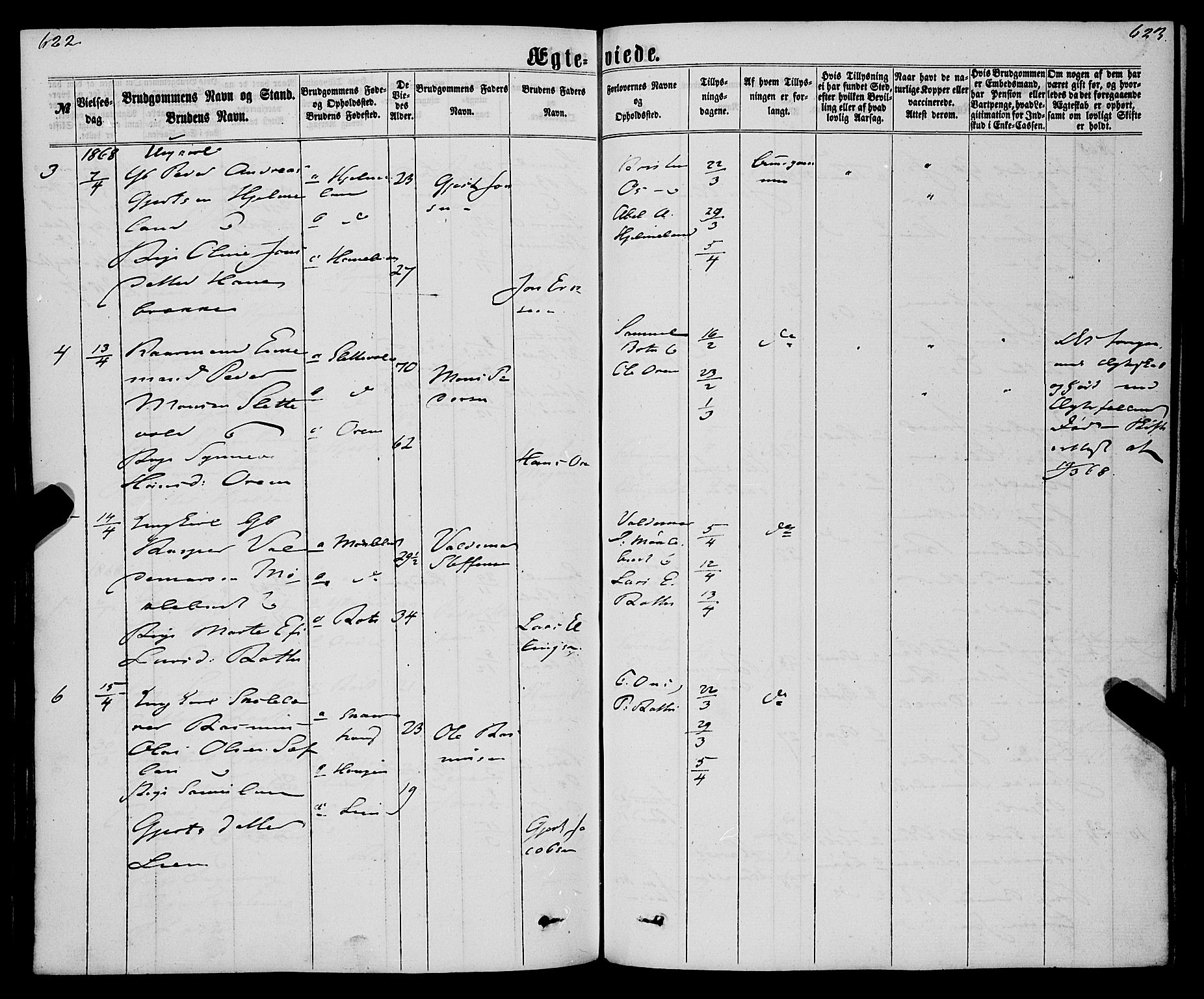 Eid sokneprestembete, AV/SAB-A-82301/H/Haa/Haaa/L0009: Parish register (official) no. A 9, 1861-1868, p. 622-623