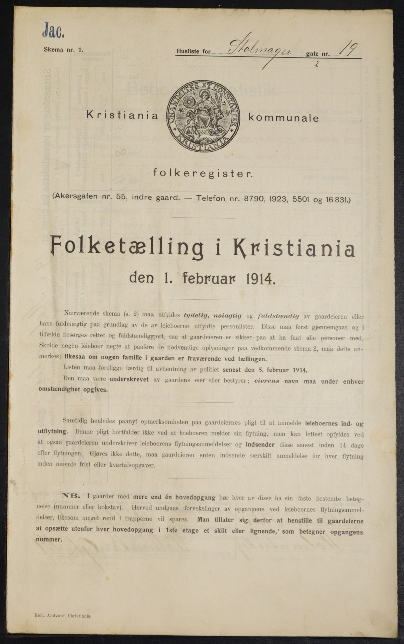 OBA, Municipal Census 1914 for Kristiania, 1914, p. 103505