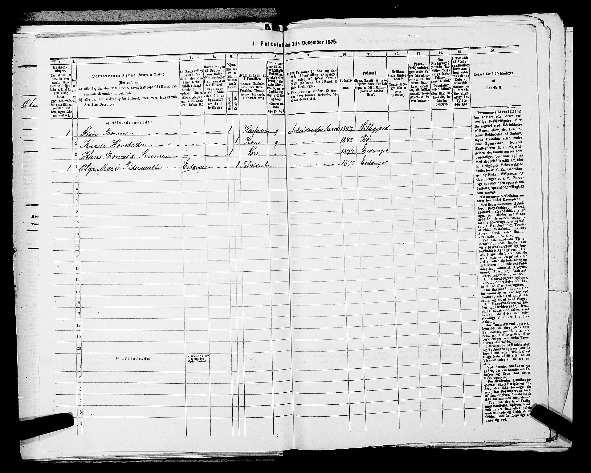 SAKO, 1875 census for 0813P Eidanger, 1875, p. 673