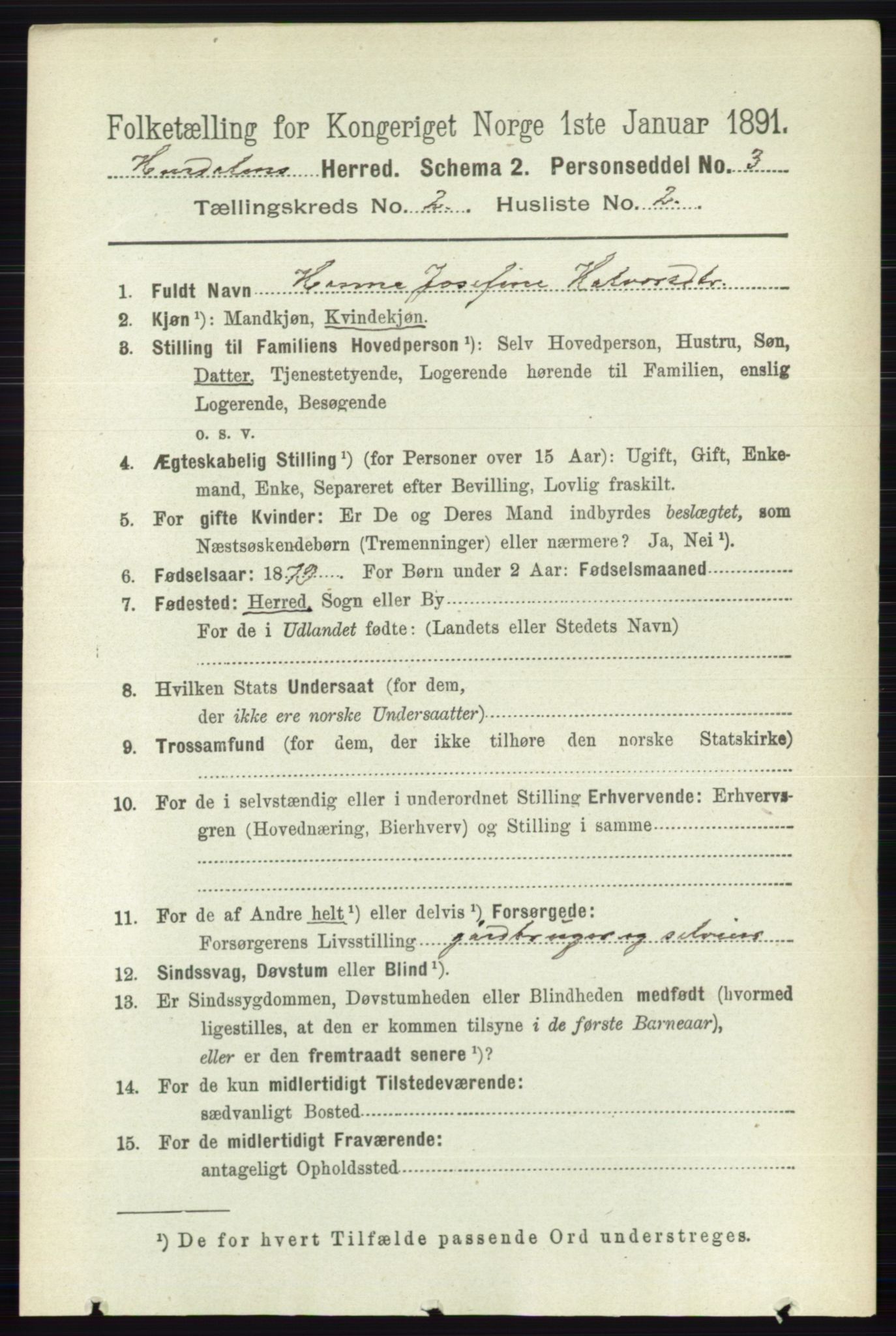 RA, 1891 census for 0239 Hurdal, 1891, p. 531