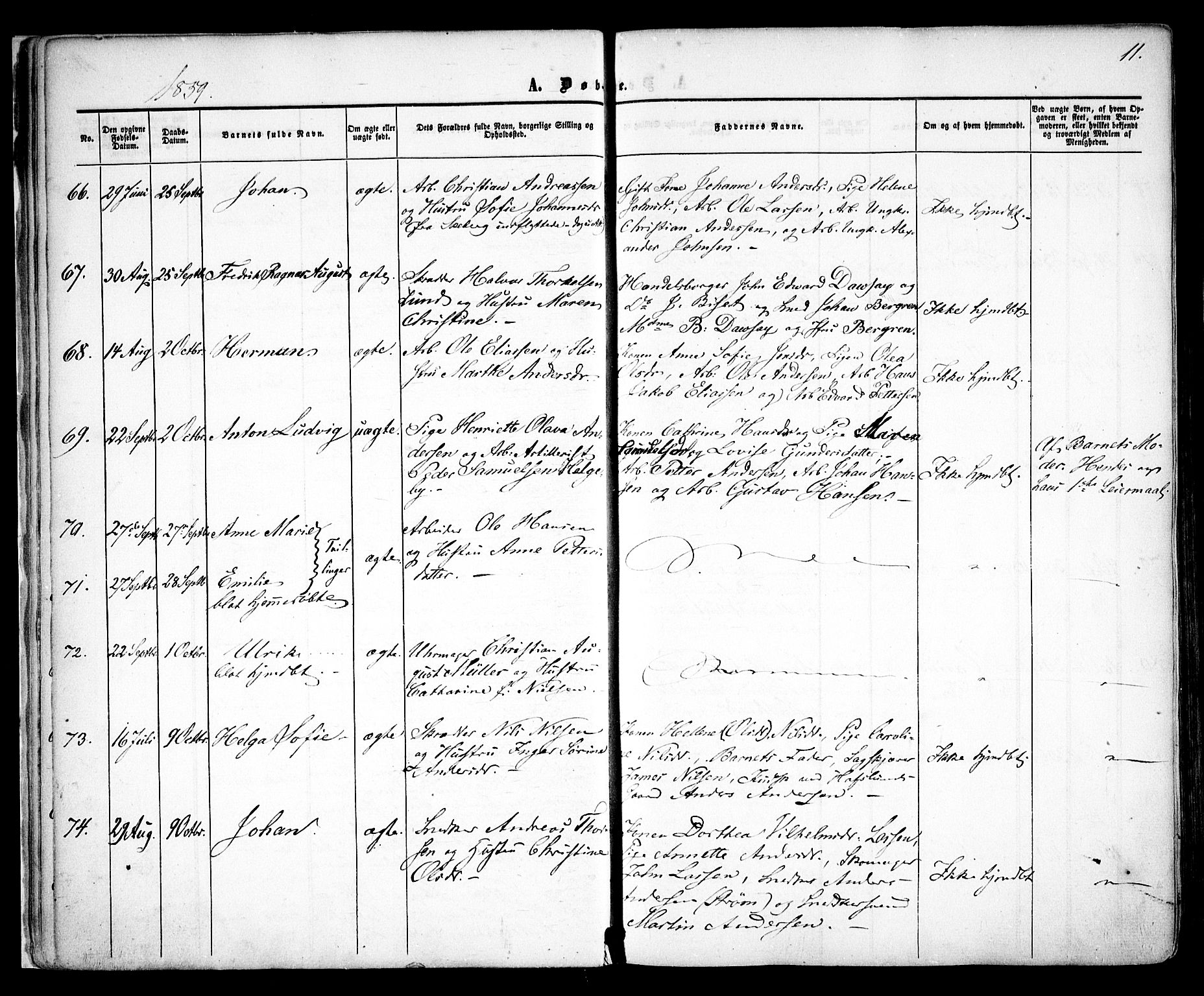 Sarpsborg prestekontor Kirkebøker, AV/SAO-A-2006/F/Fa/L0001: Parish register (official) no. 1, 1859-1868, p. 11