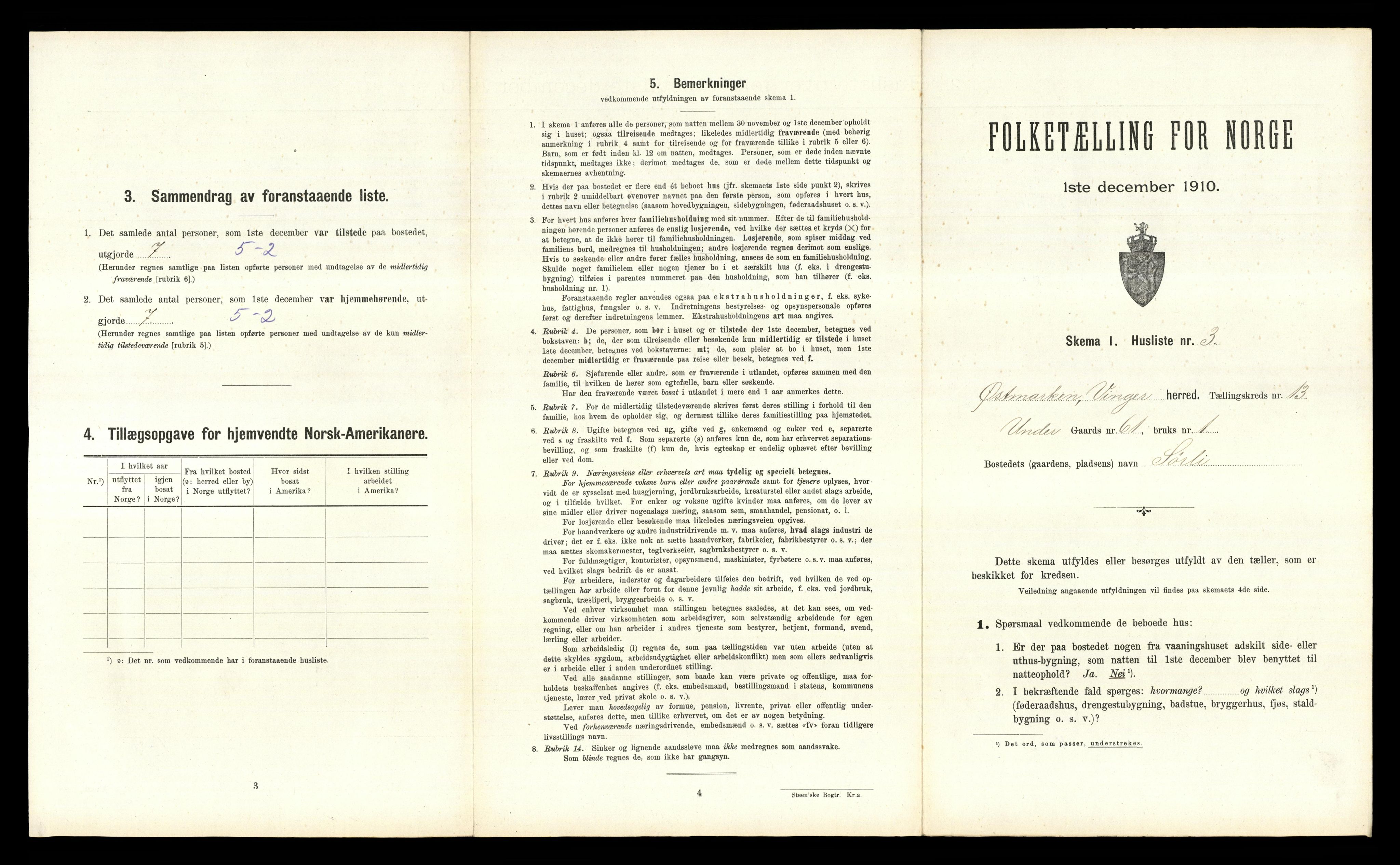 RA, 1910 census for Vinger, 1910, p. 1503