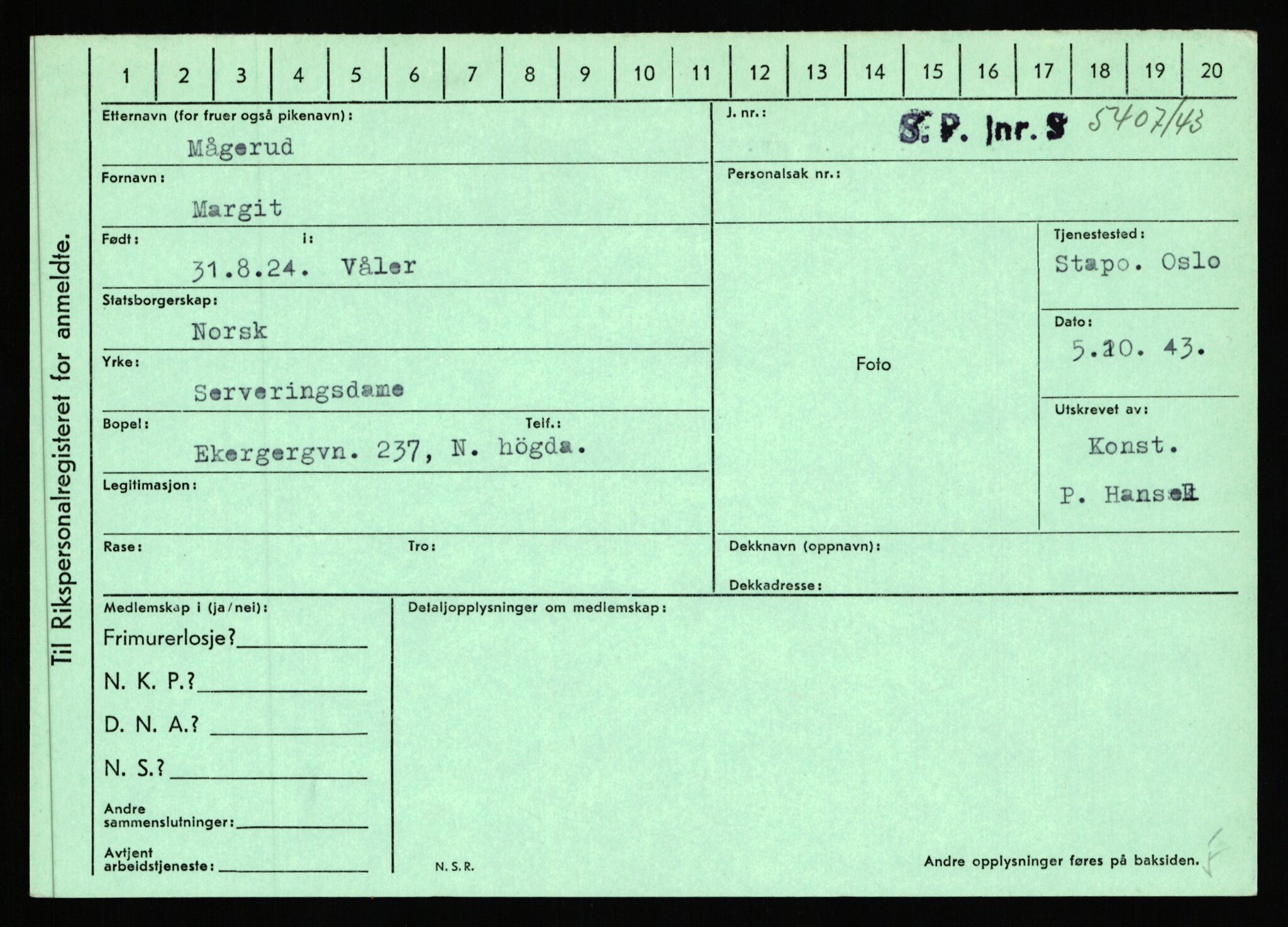 Statspolitiet - Hovedkontoret / Osloavdelingen, AV/RA-S-1329/C/Ca/L0010: Lind - Moksnes, 1943-1945, p. 2307