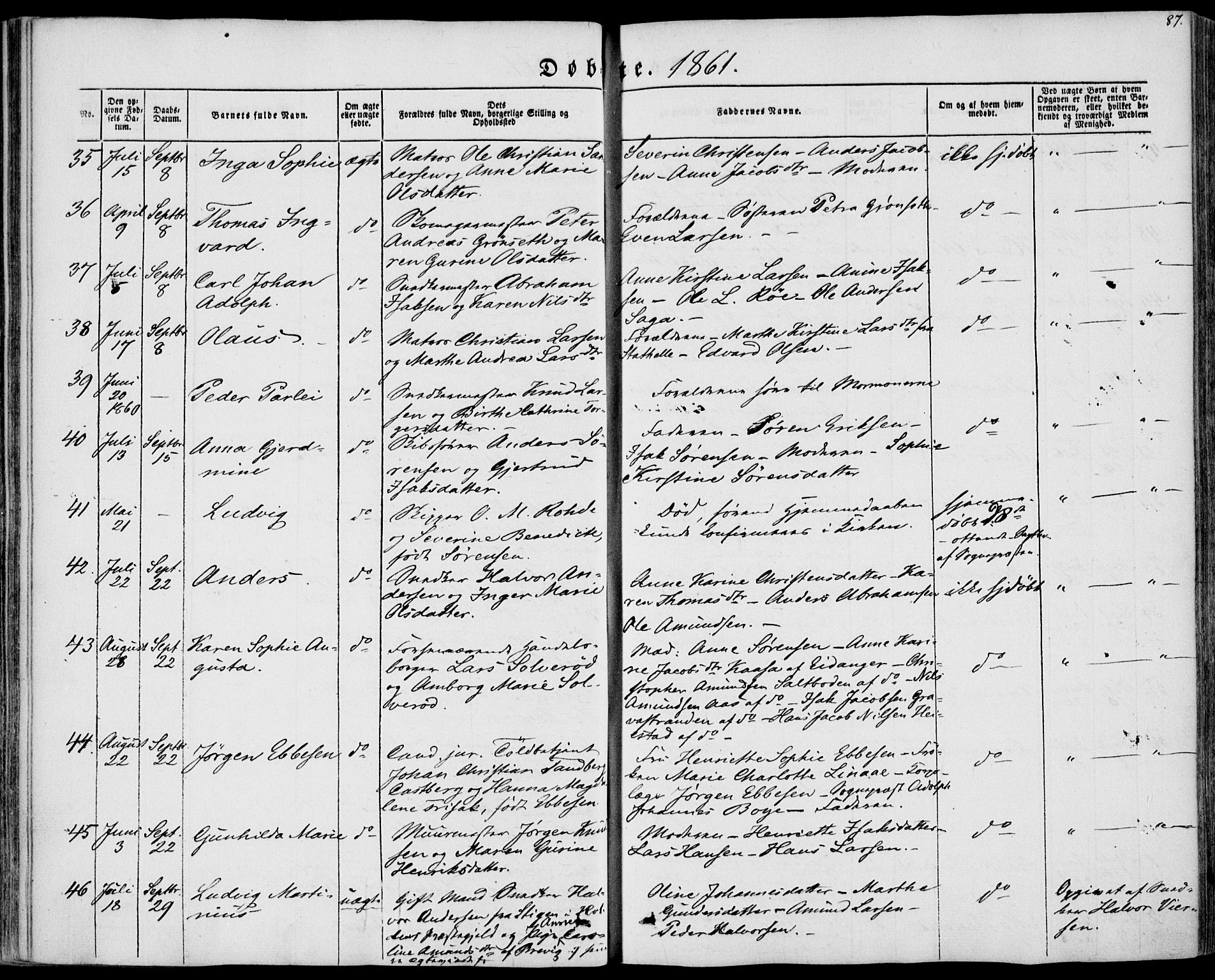 Brevik kirkebøker, AV/SAKO-A-255/F/Fa/L0005: Parish register (official) no. 5, 1847-1865, p. 87