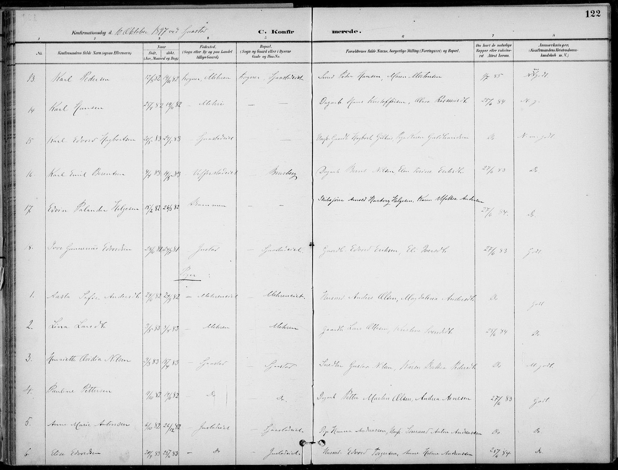 Lier kirkebøker, AV/SAKO-A-230/F/Fa/L0016: Parish register (official) no. I 16, 1895-1900, p. 122