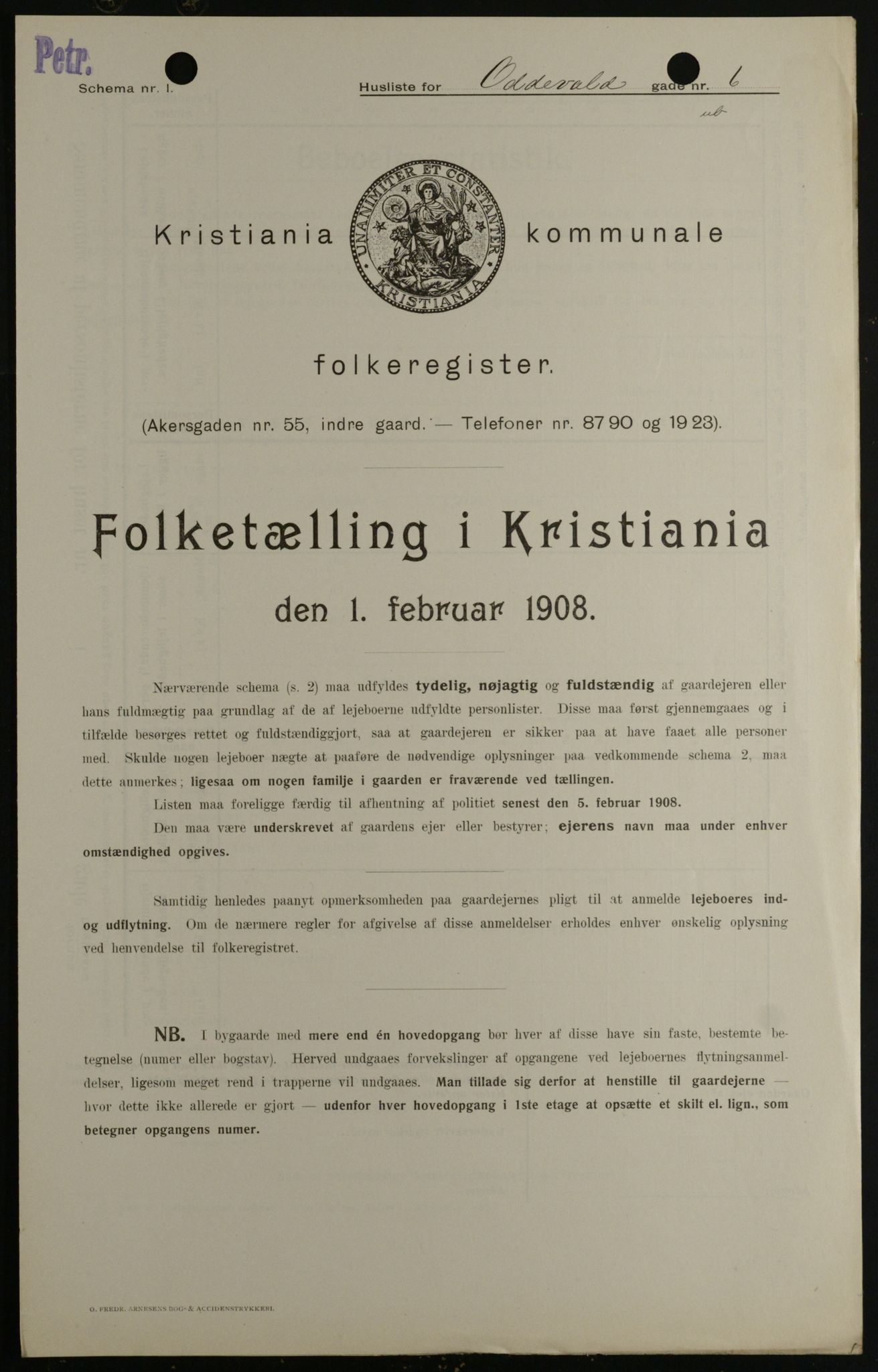 OBA, Municipal Census 1908 for Kristiania, 1908, p. 66934