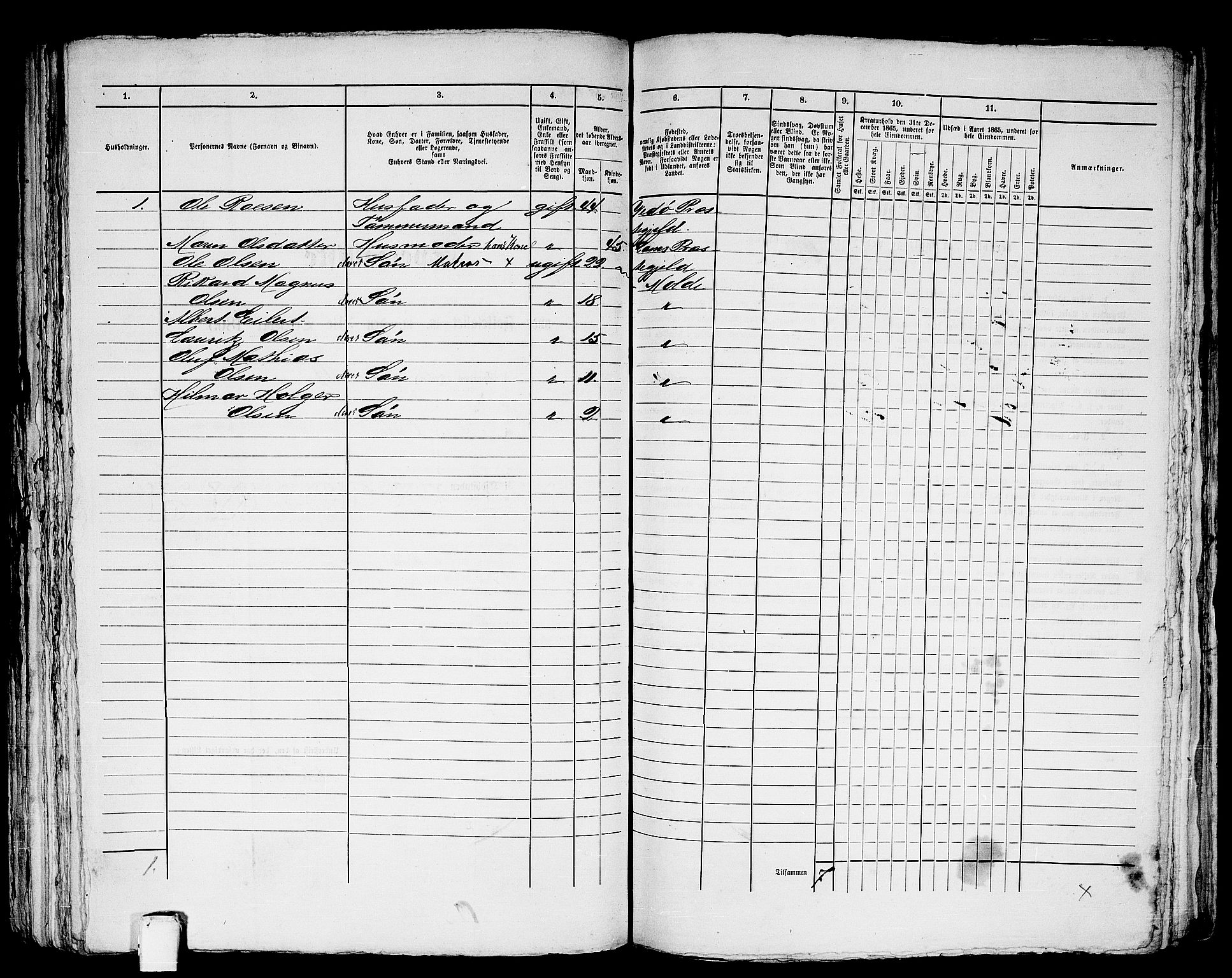 RA, 1865 census for Molde, 1865, p. 263