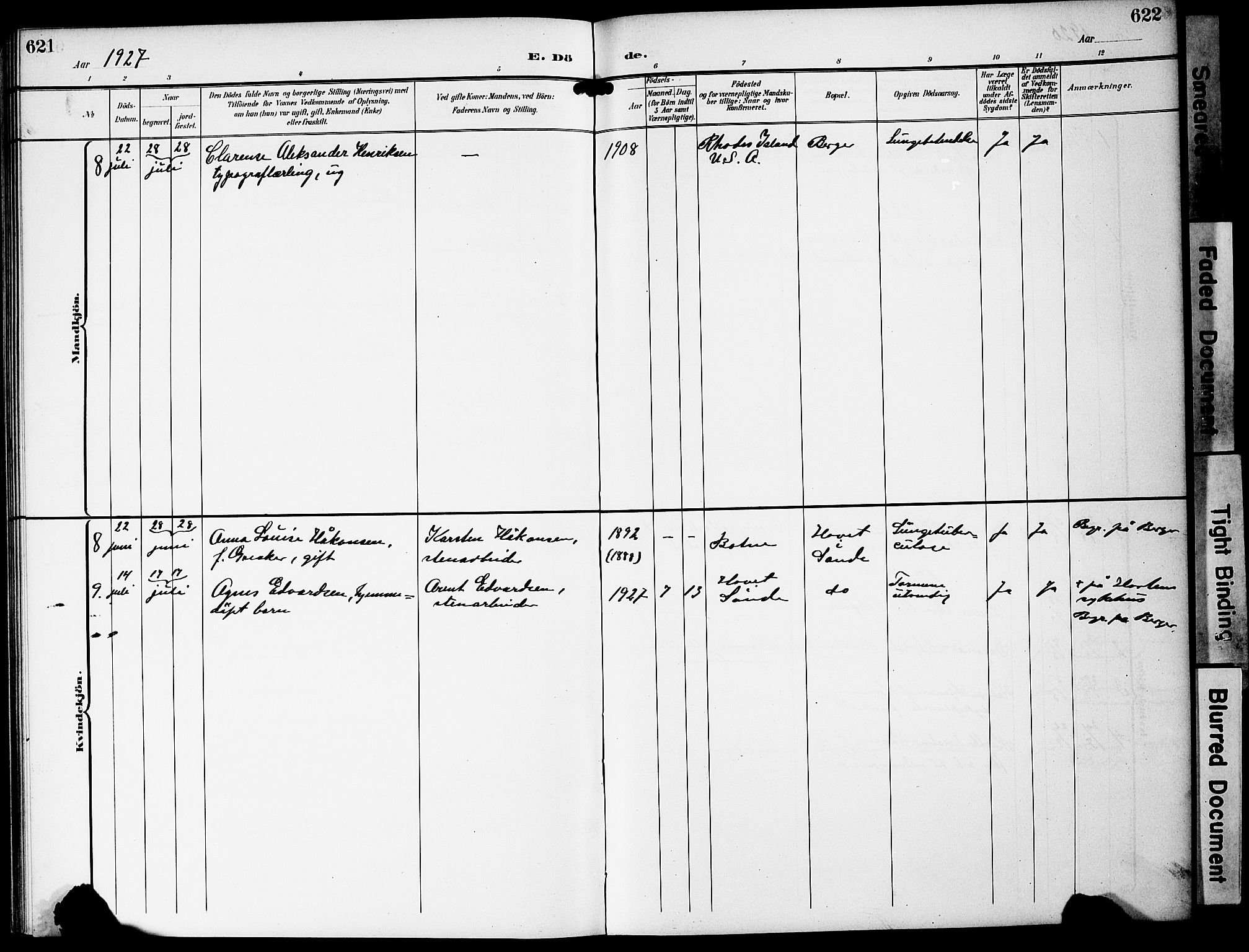 Strømm kirkebøker, AV/SAKO-A-322/G/Ga/L0004: Parish register (copy) no. I 4, 1897-1927, p. 621-622