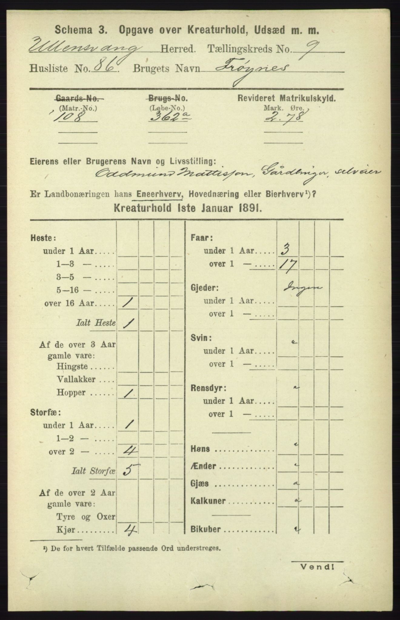 RA, 1891 census for 1230 Ullensvang, 1891, p. 7753