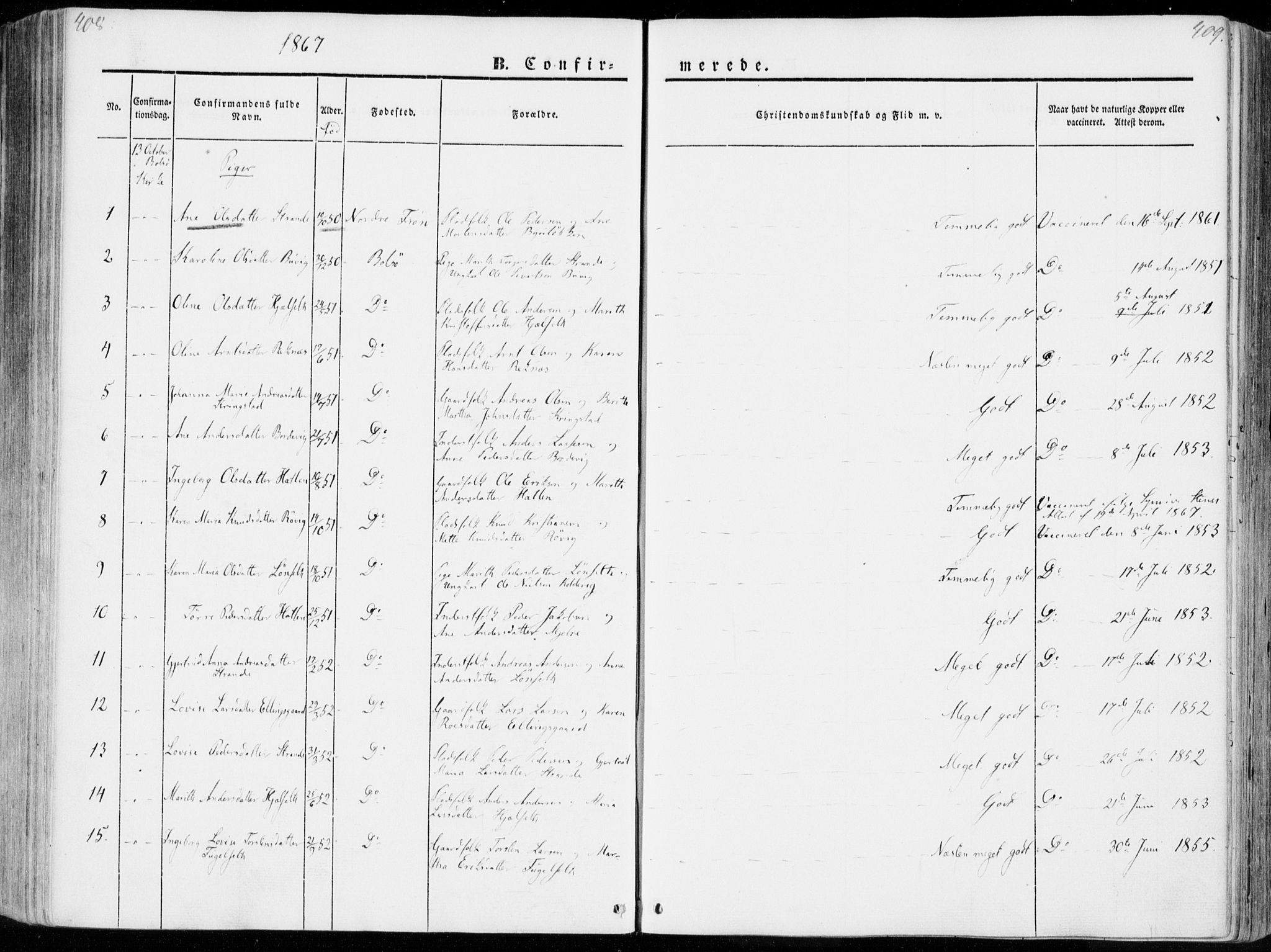 Ministerialprotokoller, klokkerbøker og fødselsregistre - Møre og Romsdal, AV/SAT-A-1454/555/L0653: Parish register (official) no. 555A04, 1843-1869, p. 408-409