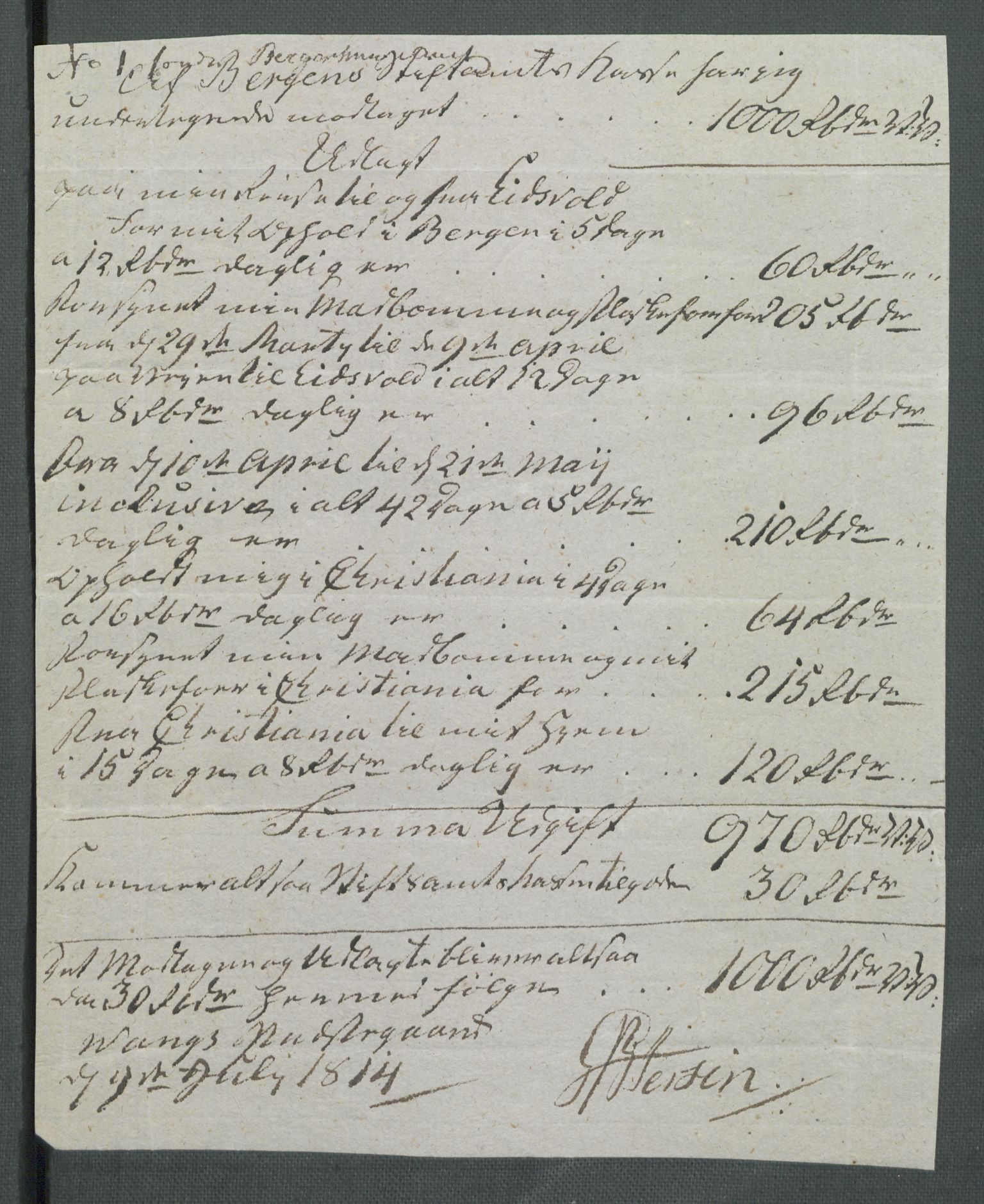 5. departement for finans-, handels- og tollfaget, AV/RA-S-3893/C/Cb/L0014: Regninger fra Riksforsamlingens deputerede, 1814, p. 195