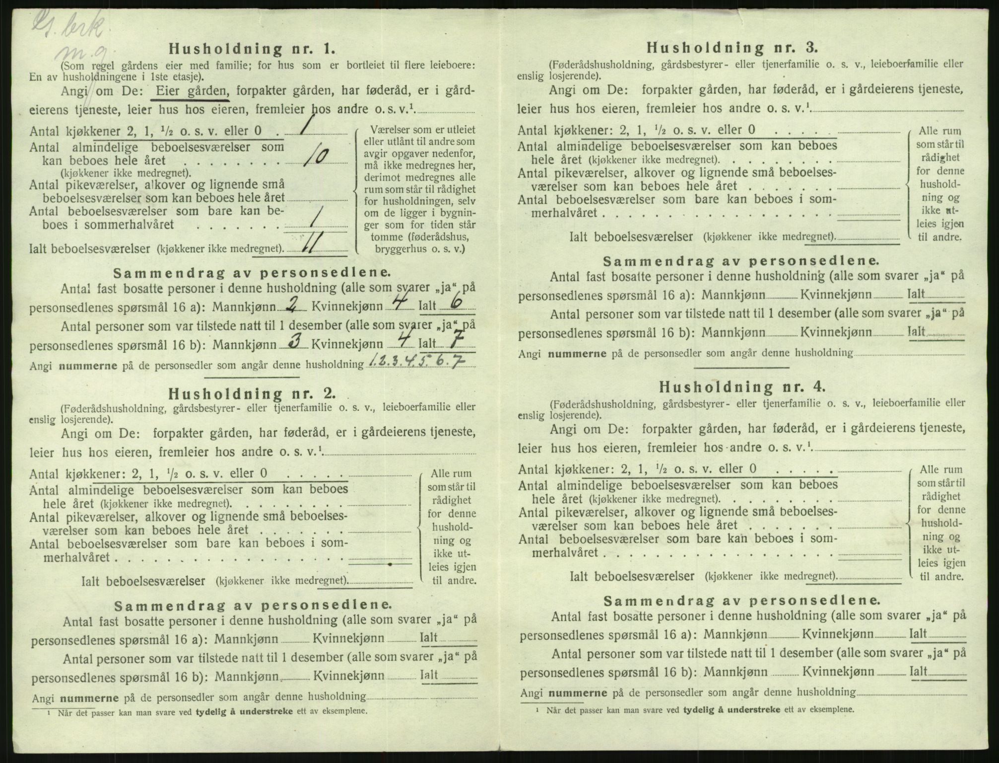 SAK, 1920 census for Mykland, 1920, p. 89