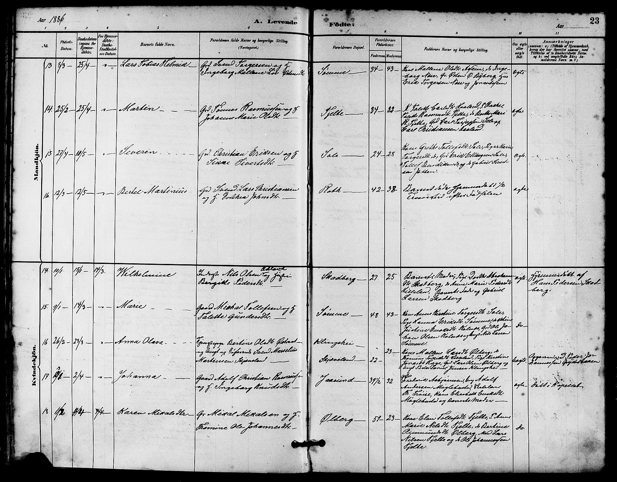 Håland sokneprestkontor, AV/SAST-A-101802/001/30BA/L0010: Parish register (official) no. A 9, 1883-1888, p. 23