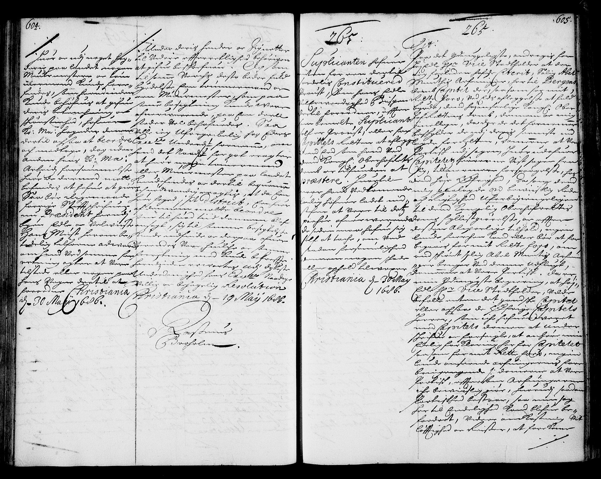 Stattholderembetet 1572-1771, AV/RA-EA-2870/Ae/L0002: Supplikasjons- og resolusjonsprotokoll, 1686, p. 604-605