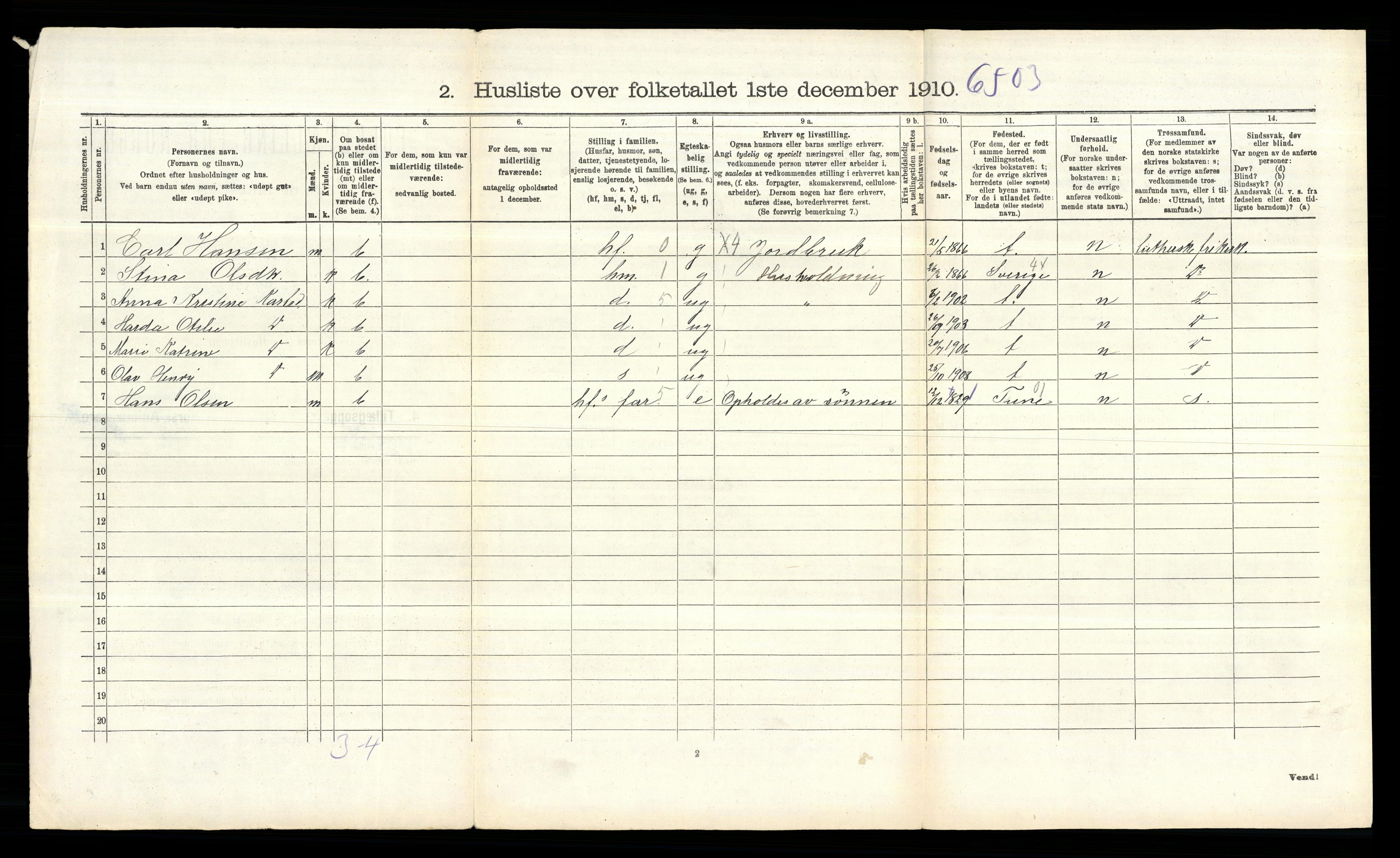 RA, 1910 census for Skjeberg, 1910, p. 379