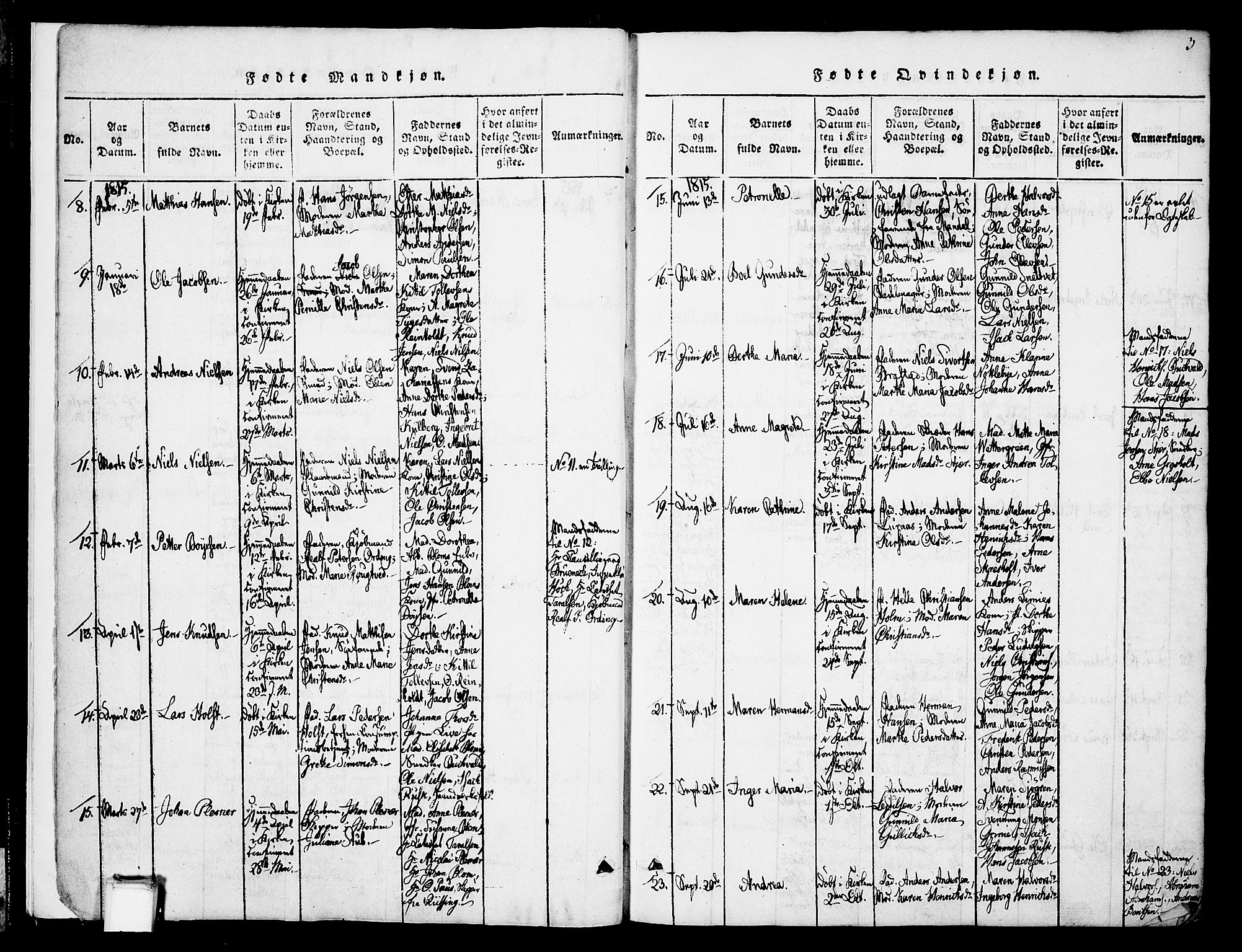 Skien kirkebøker, SAKO/A-302/F/Fa/L0005: Parish register (official) no. 5, 1814-1843, p. 3