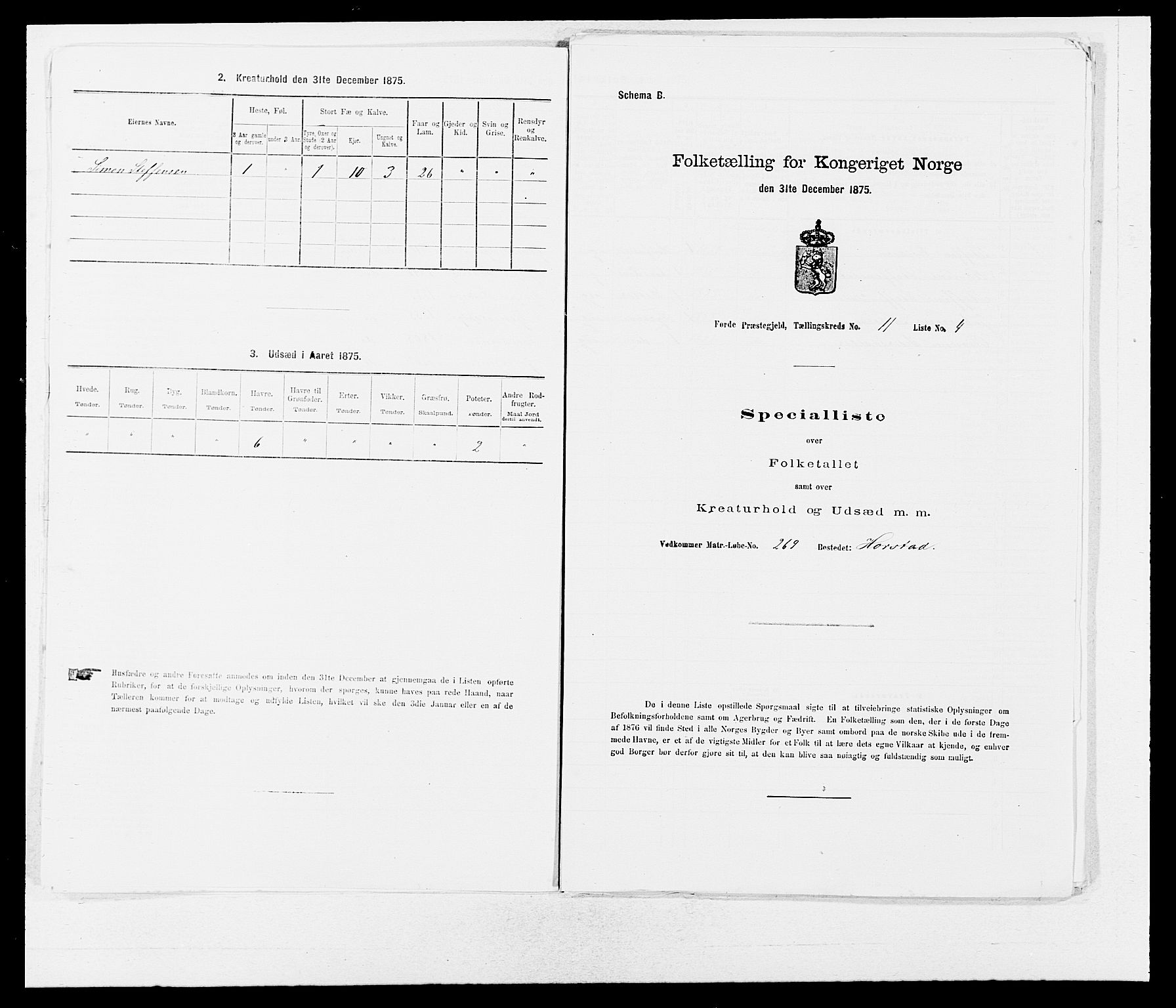 SAB, 1875 census for 1432P Førde, 1875, p. 1329