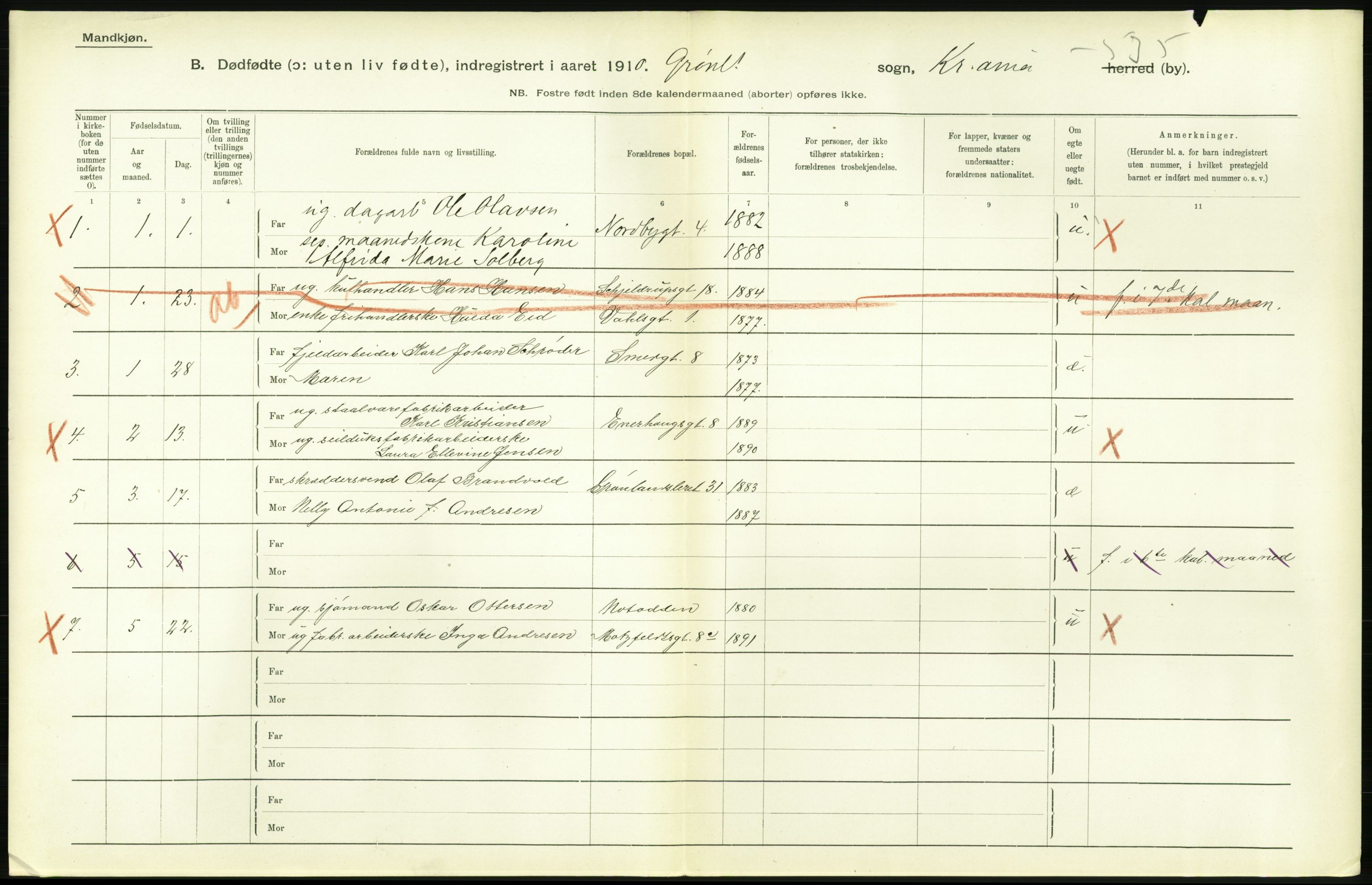 Statistisk sentralbyrå, Sosiodemografiske emner, Befolkning, RA/S-2228/D/Df/Dfa/Dfah/L0009: Kristiania: Gifte og dødfødte., 1910, p. 788