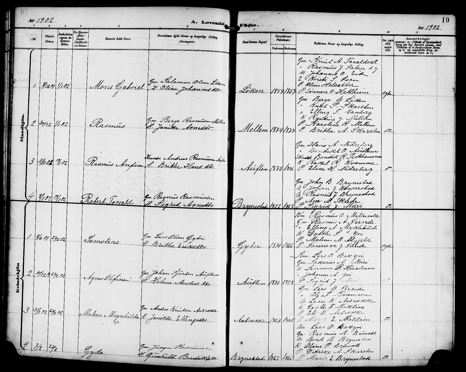 Innvik sokneprestembete, AV/SAB-A-80501: Parish register (copy) no. B 4, 1898-1916, p. 19