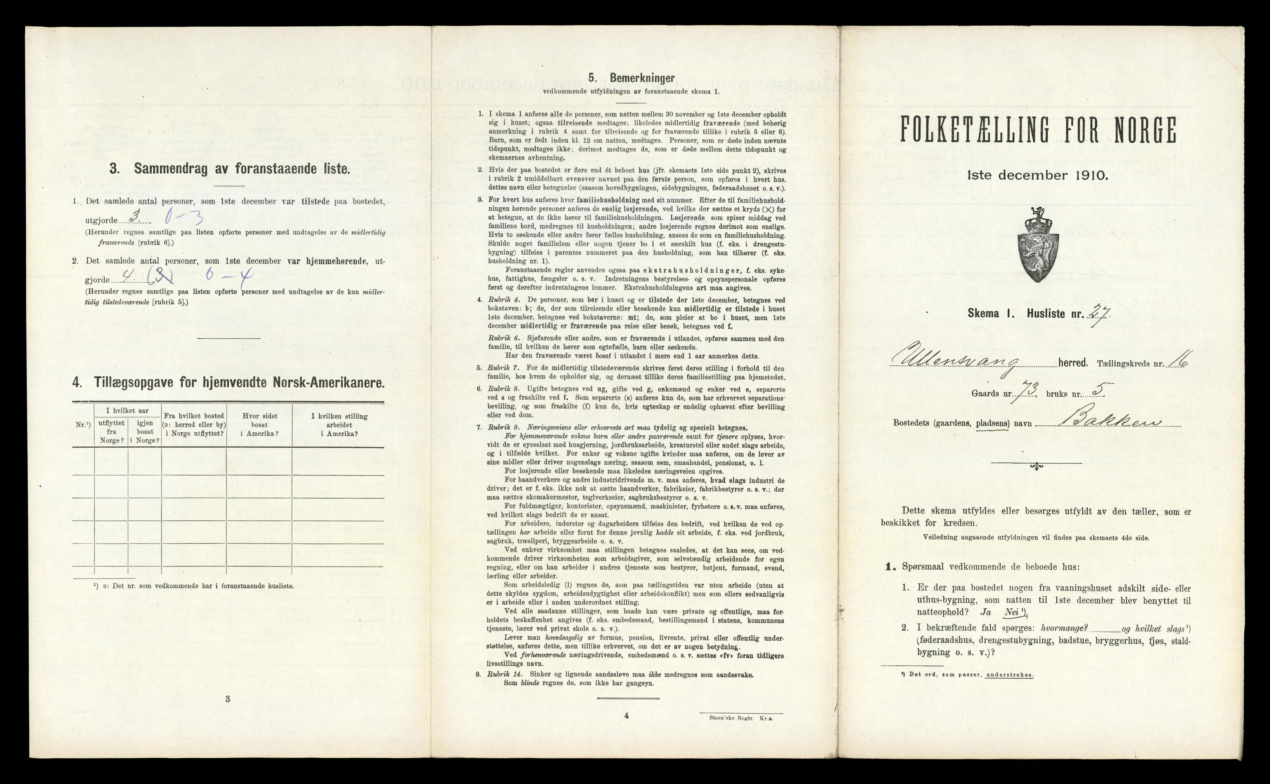 RA, 1910 census for Ullensvang, 1910, p. 2019