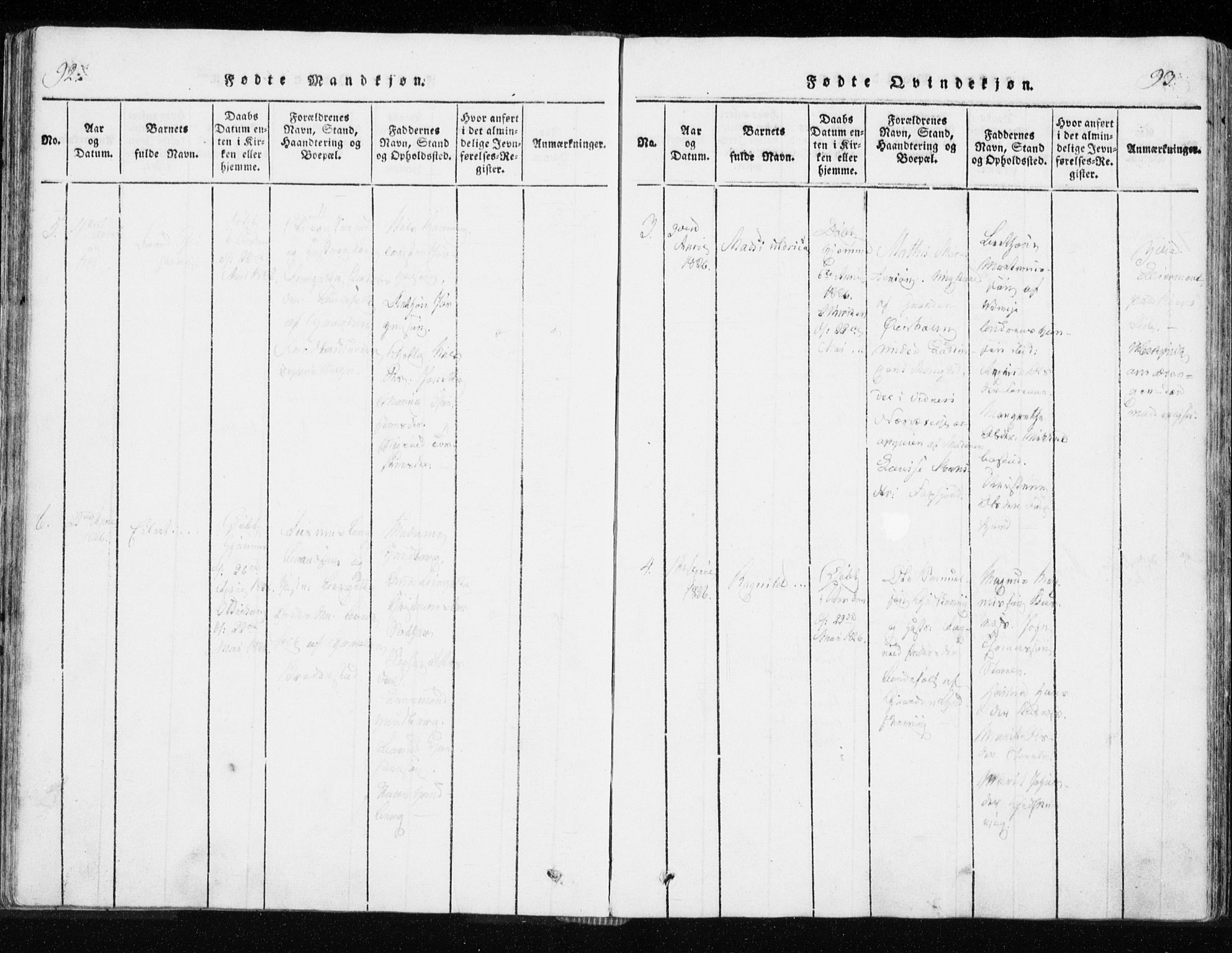 Tranøy sokneprestkontor, SATØ/S-1313/I/Ia/Iaa/L0004kirke: Parish register (official) no. 4, 1820-1829, p. 92-93