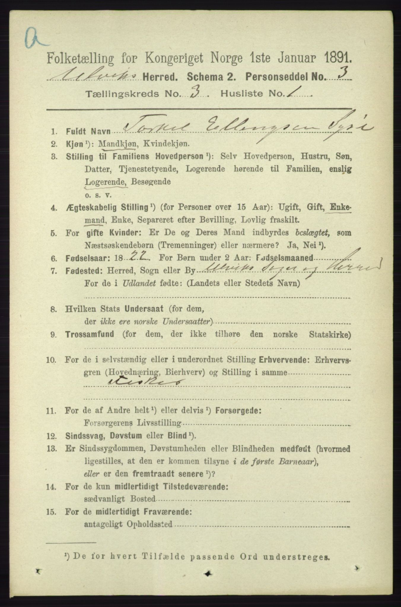 RA, 1891 census for 1233 Ulvik, 1891, p. 340