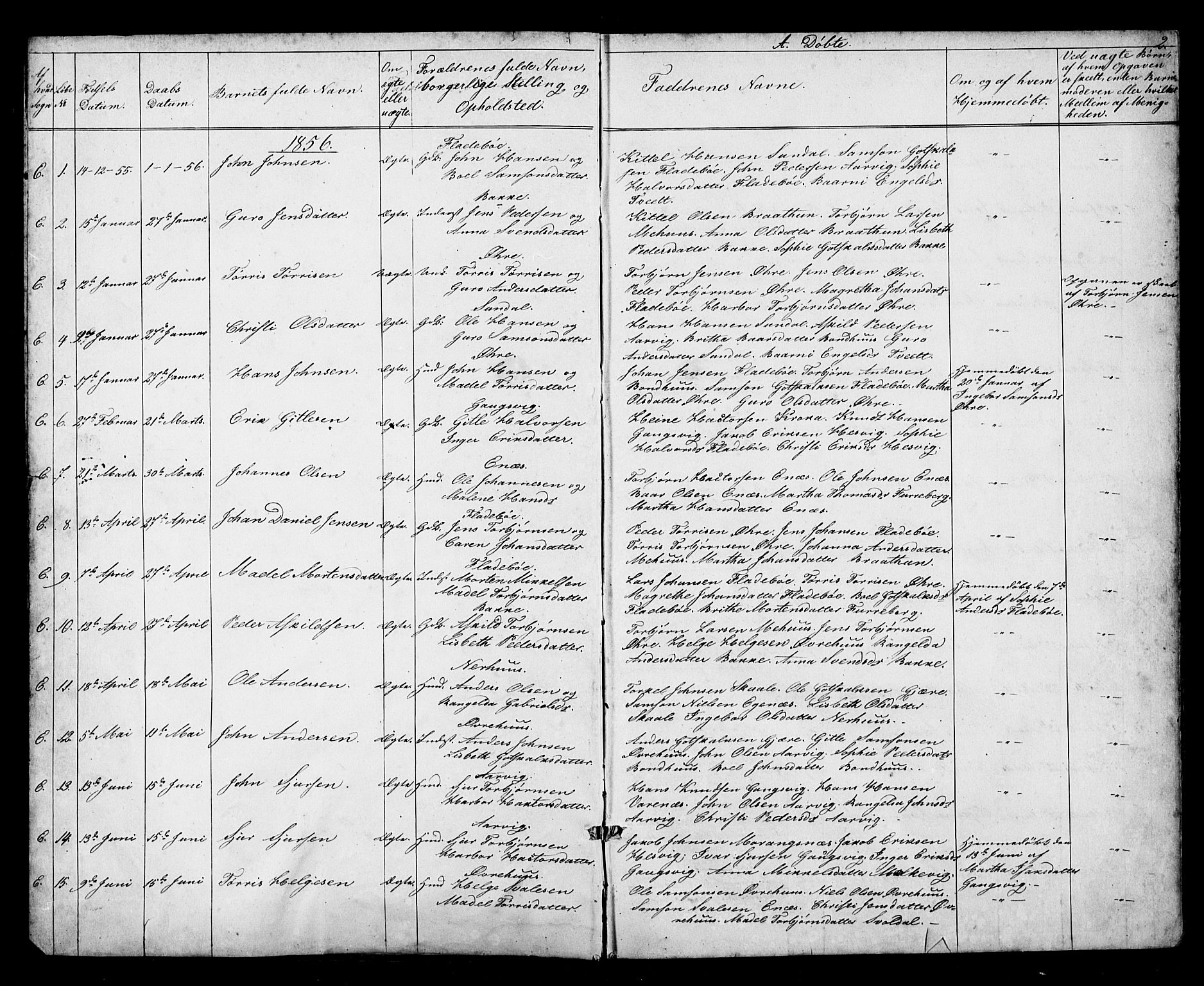 Kvinnherad sokneprestembete, SAB/A-76401/H/Hab: Parish register (copy) no. D 1, 1856-1905, p. 2